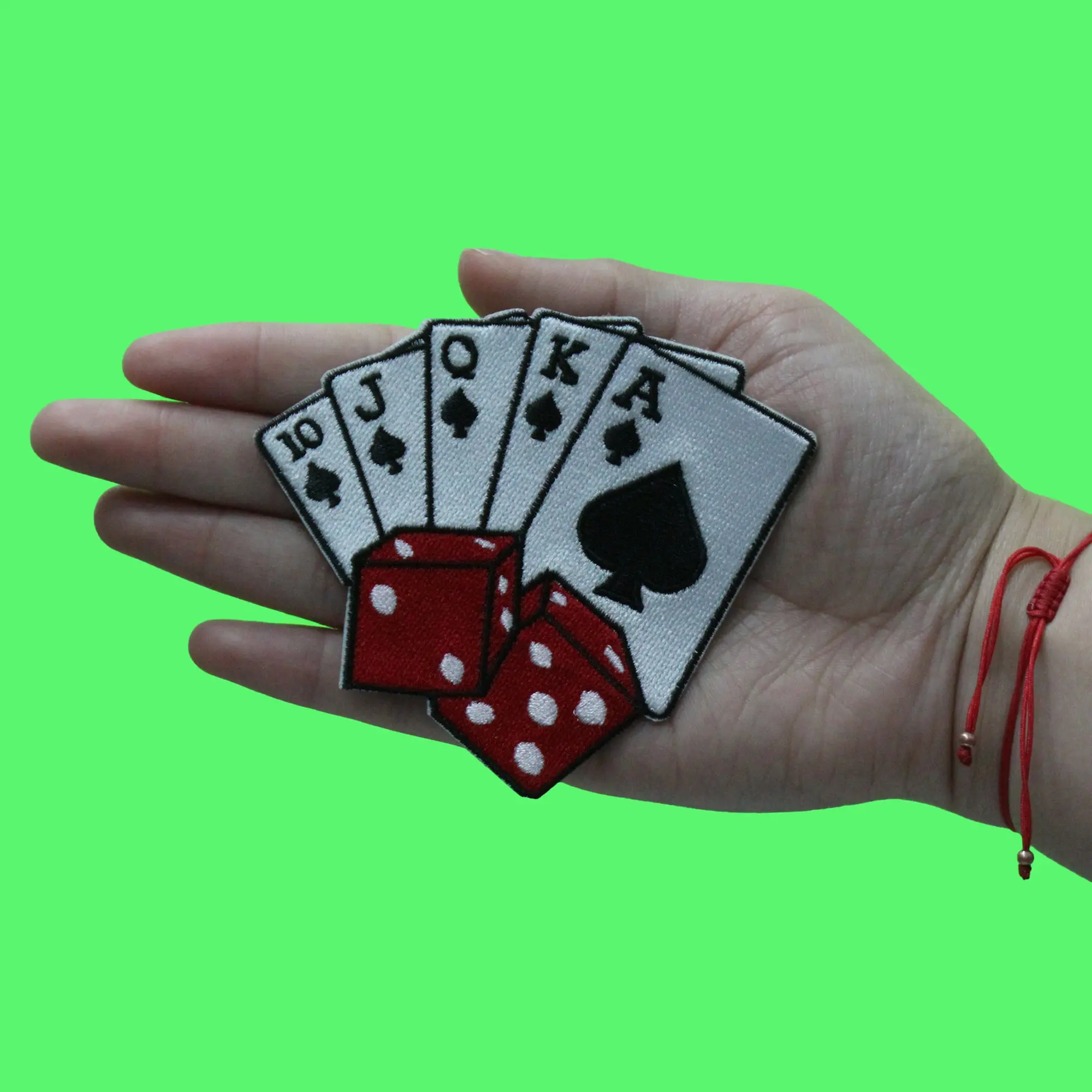 Royal Flush Dice Patch Playing Cards Game Embroidered Iron On - Image 2