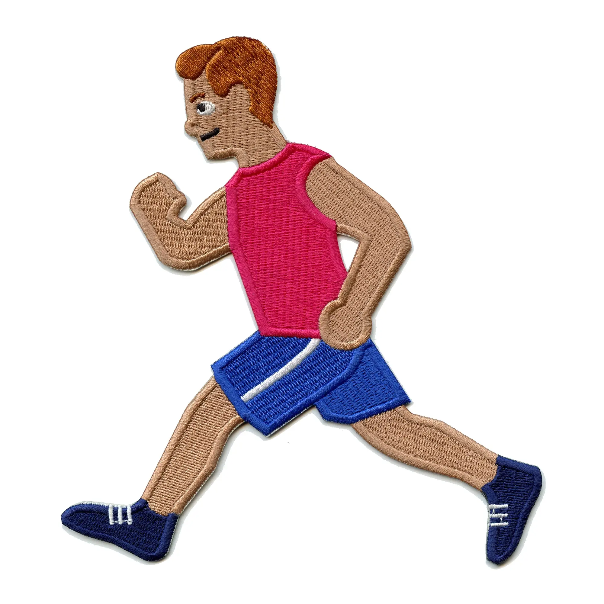 Running Man Large Tan Emoticon Embroidered Iron On Patch