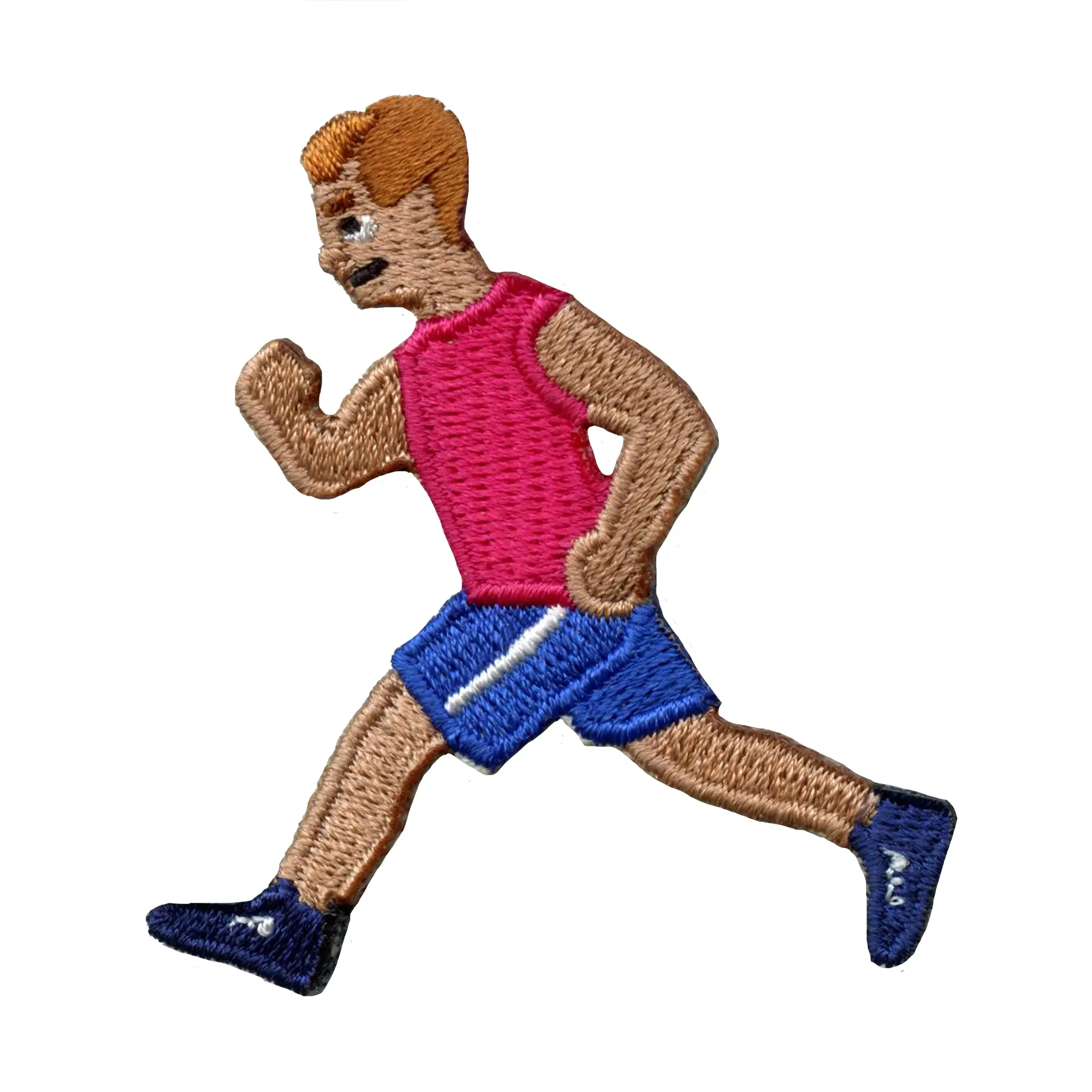 Running Man Small Tan Embroidered Iron On Patch
