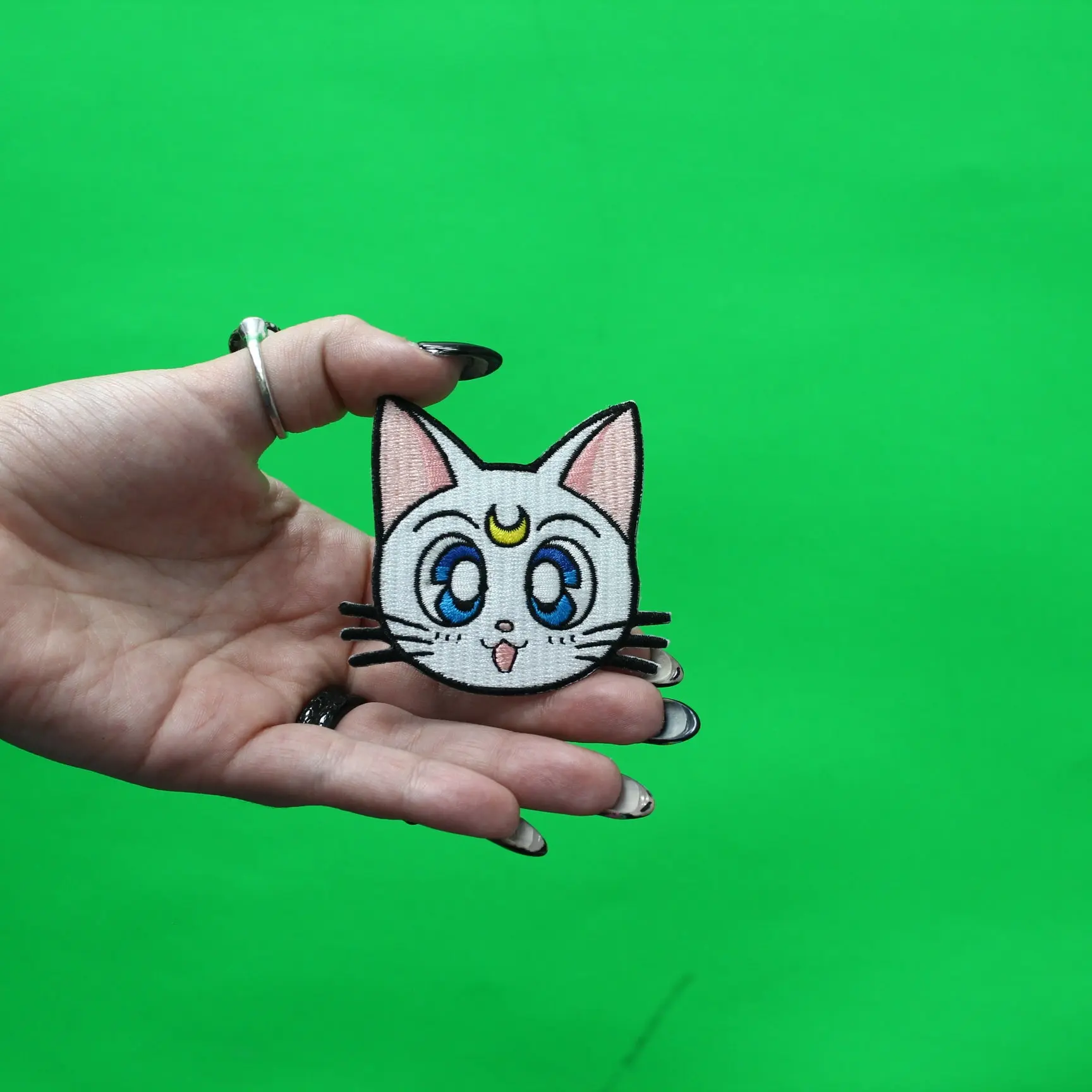 Sailor Moon Artemis Patch Cat Headshot Embroidered Iron On - Small - Image 2