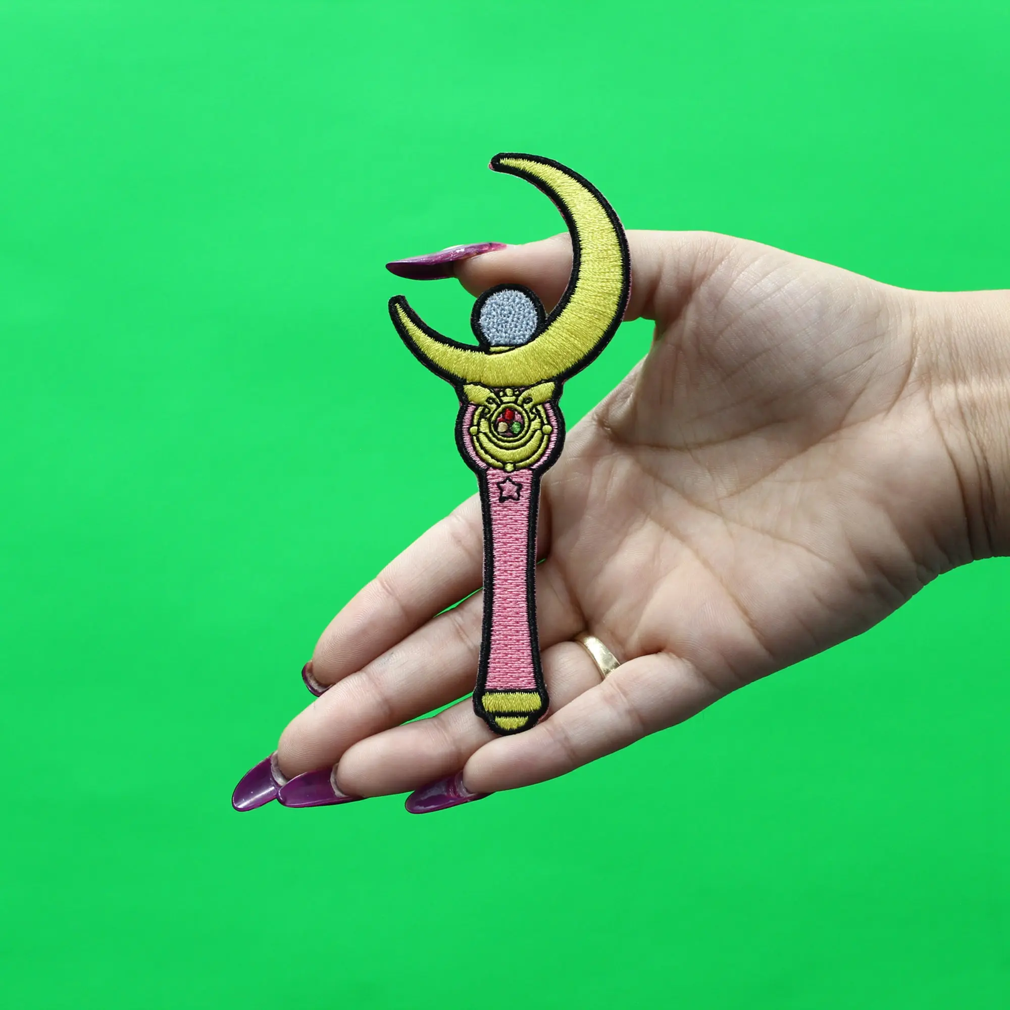 Sailor Moon Crescent Moon Wand Patch Moon Stick Embroidered Iron - Image 2