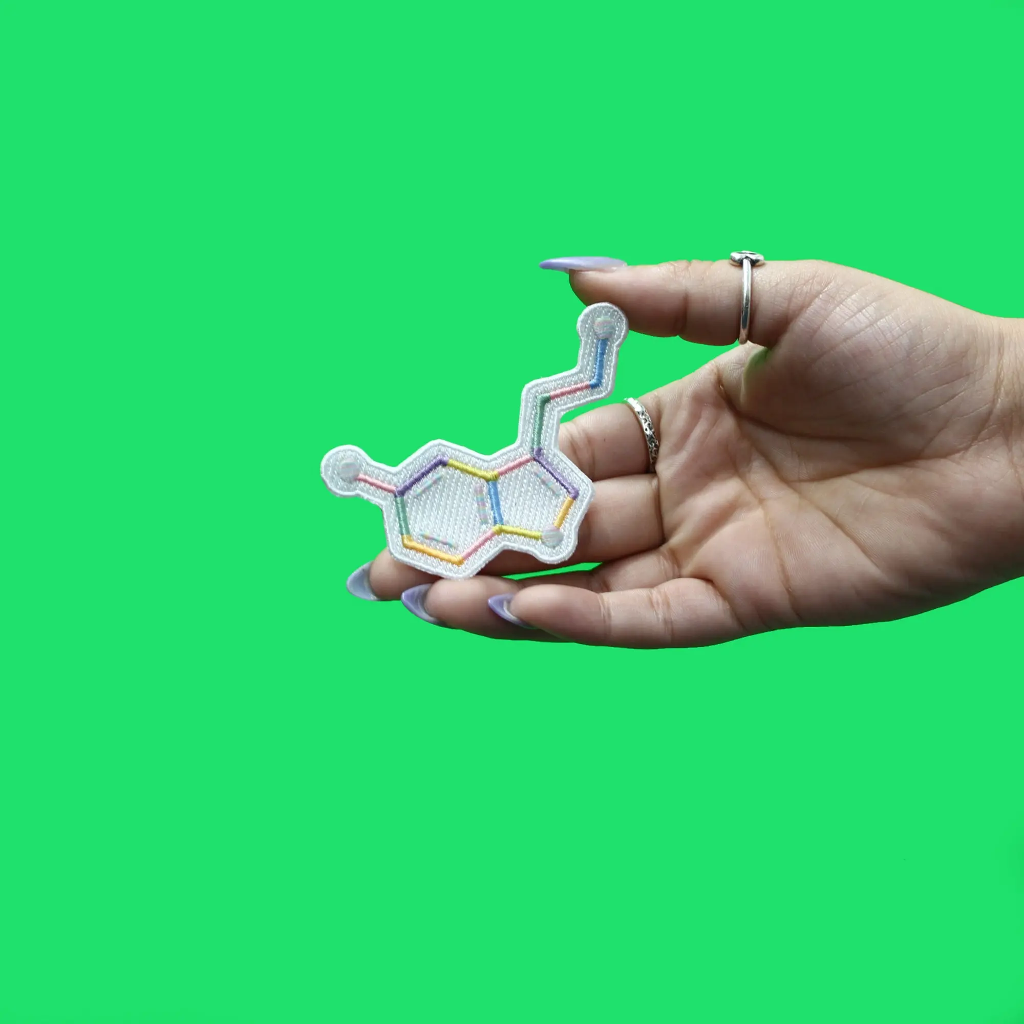 Serotonin Molecule Patch Chemical Structure Embroidered Iron On - Image 2