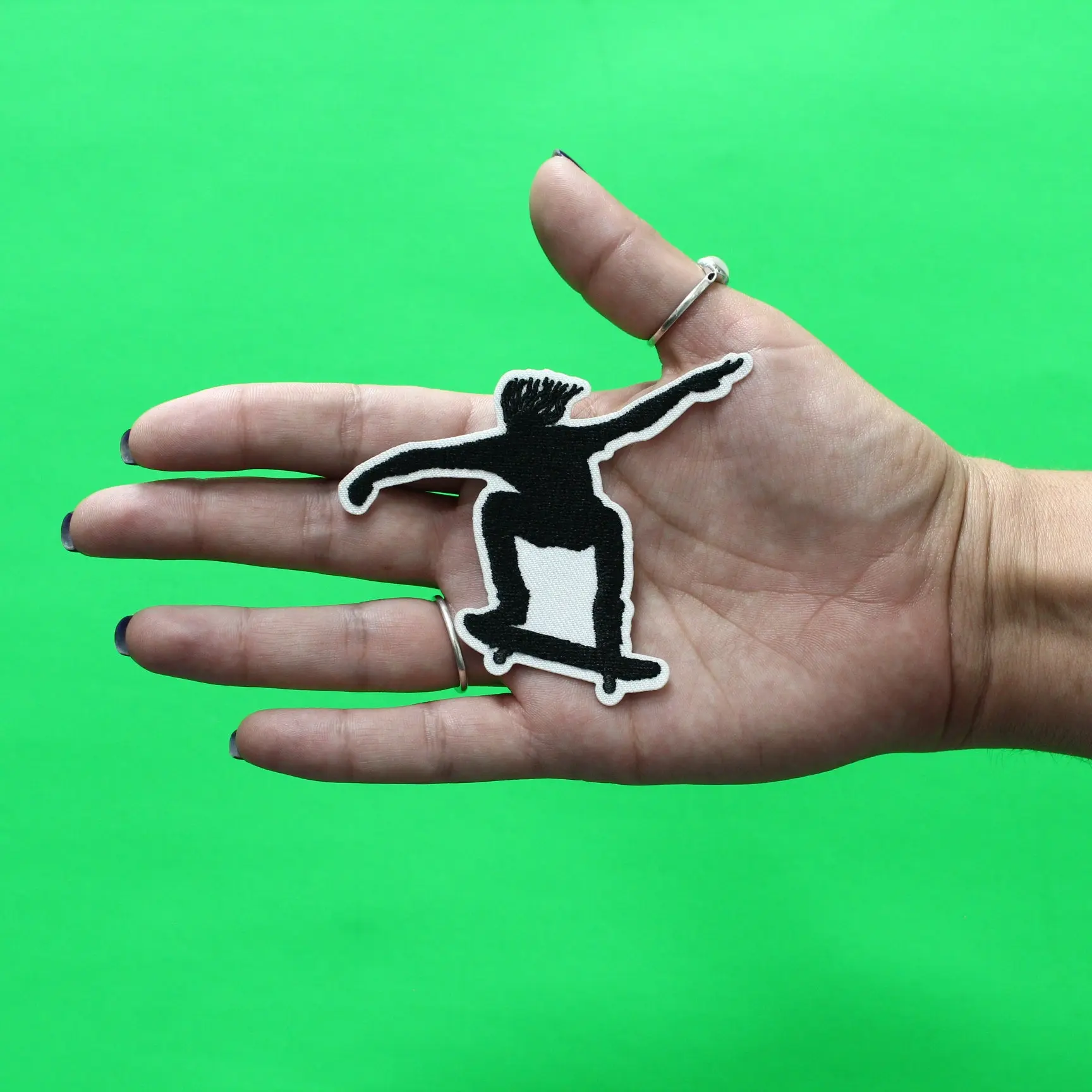 Skateboarder Silhouette Patch Sports Activity Hobby Embroidered Iron On - Image 2