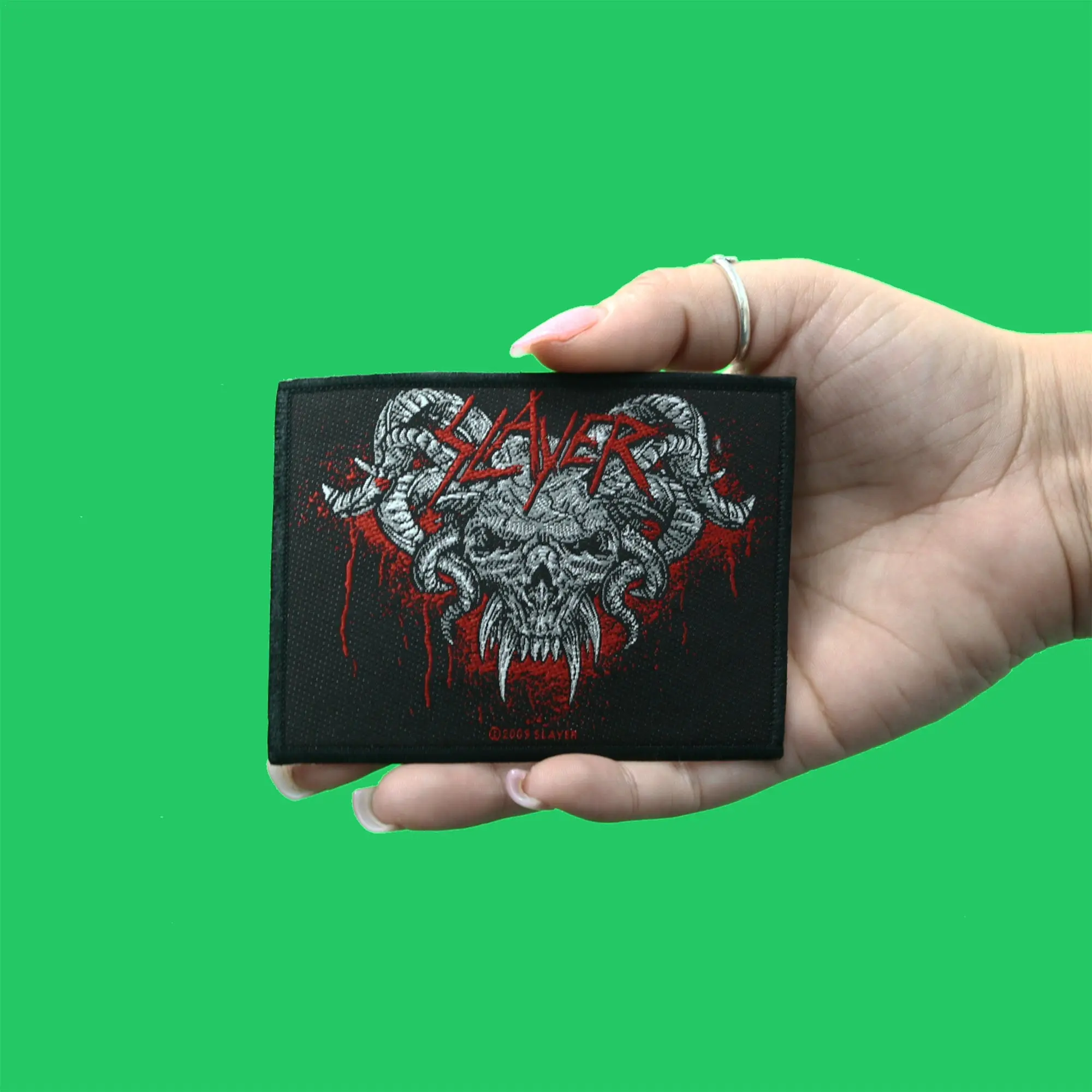 Slayer Demon Horns Skull Patch Heavy Metal Band Woven Sew On - Image 2
