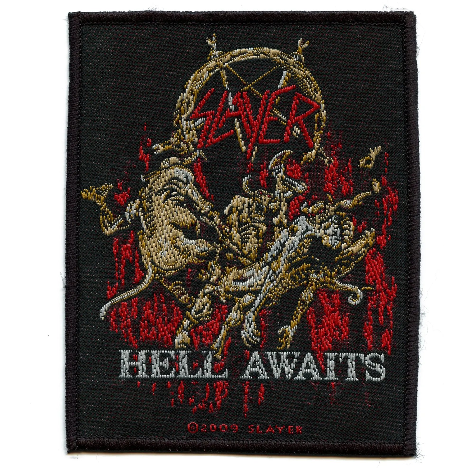 Slayer Hell Awaits Patch Trash Metal Woven Sew On