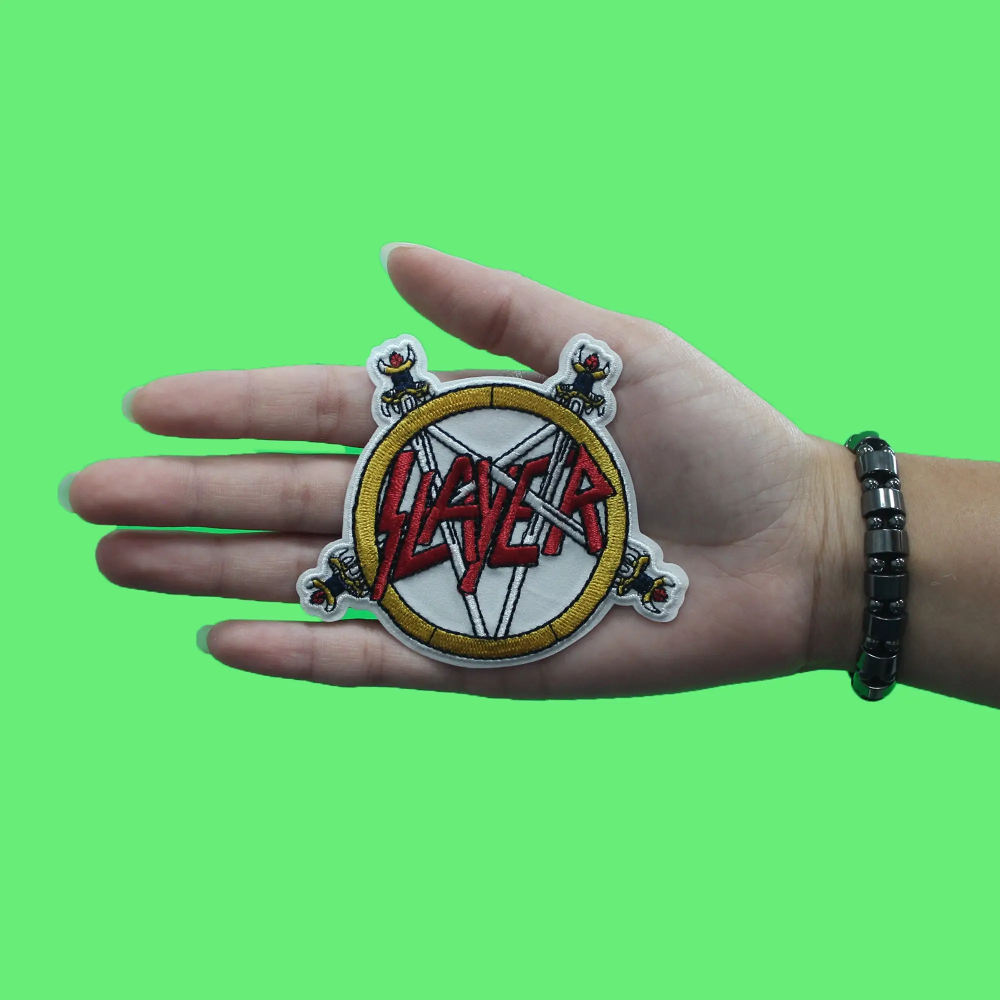 Slayer Pentagram Patch Heavy Metal Band Embroidered Iron On - Image 2
