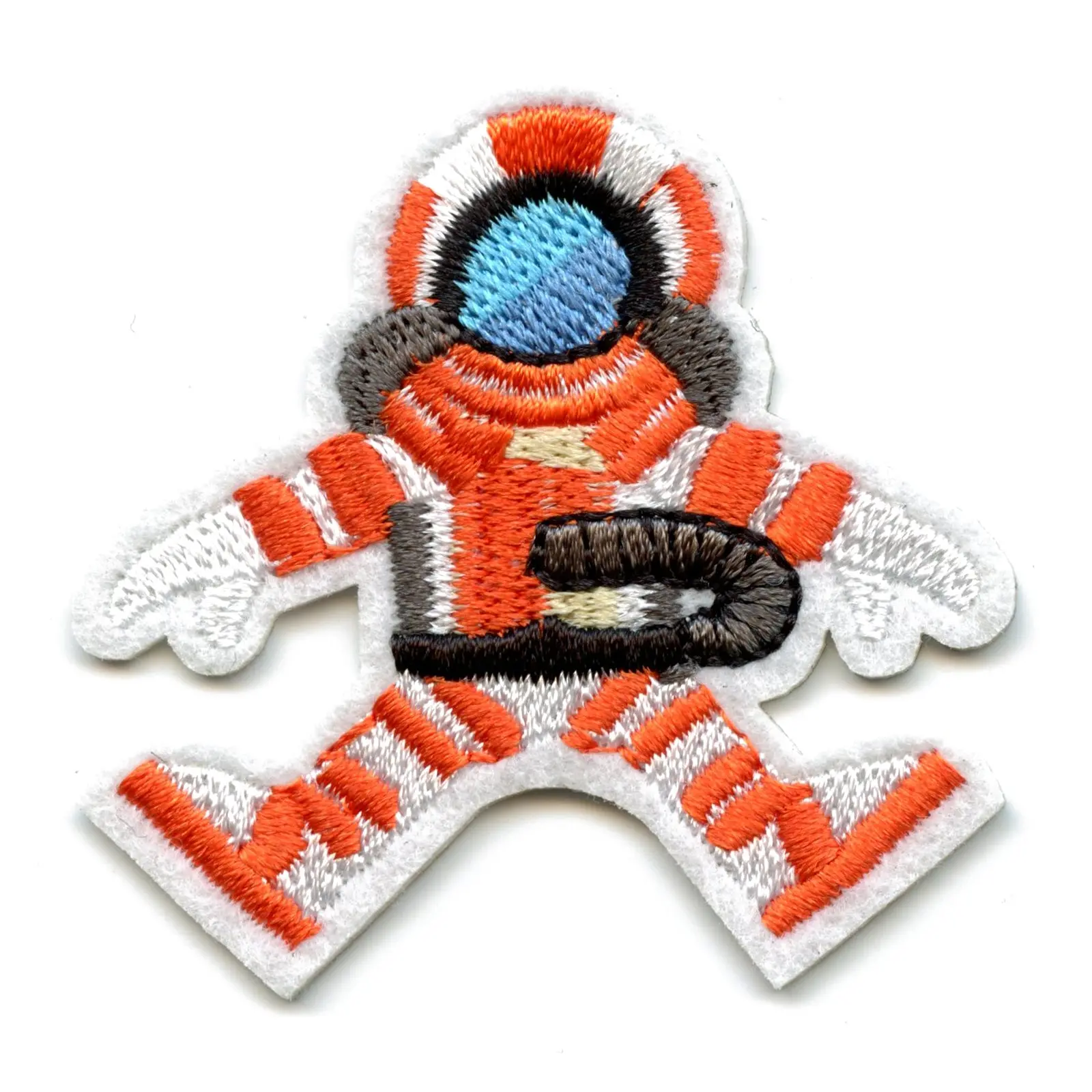 Small Orange Astronaut Embroidered Iron On Patch