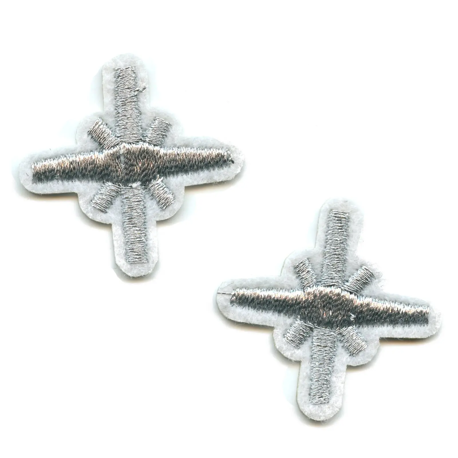 Small Sparkle Silver Stars Embroidered Iron On Patch (2 Pack)