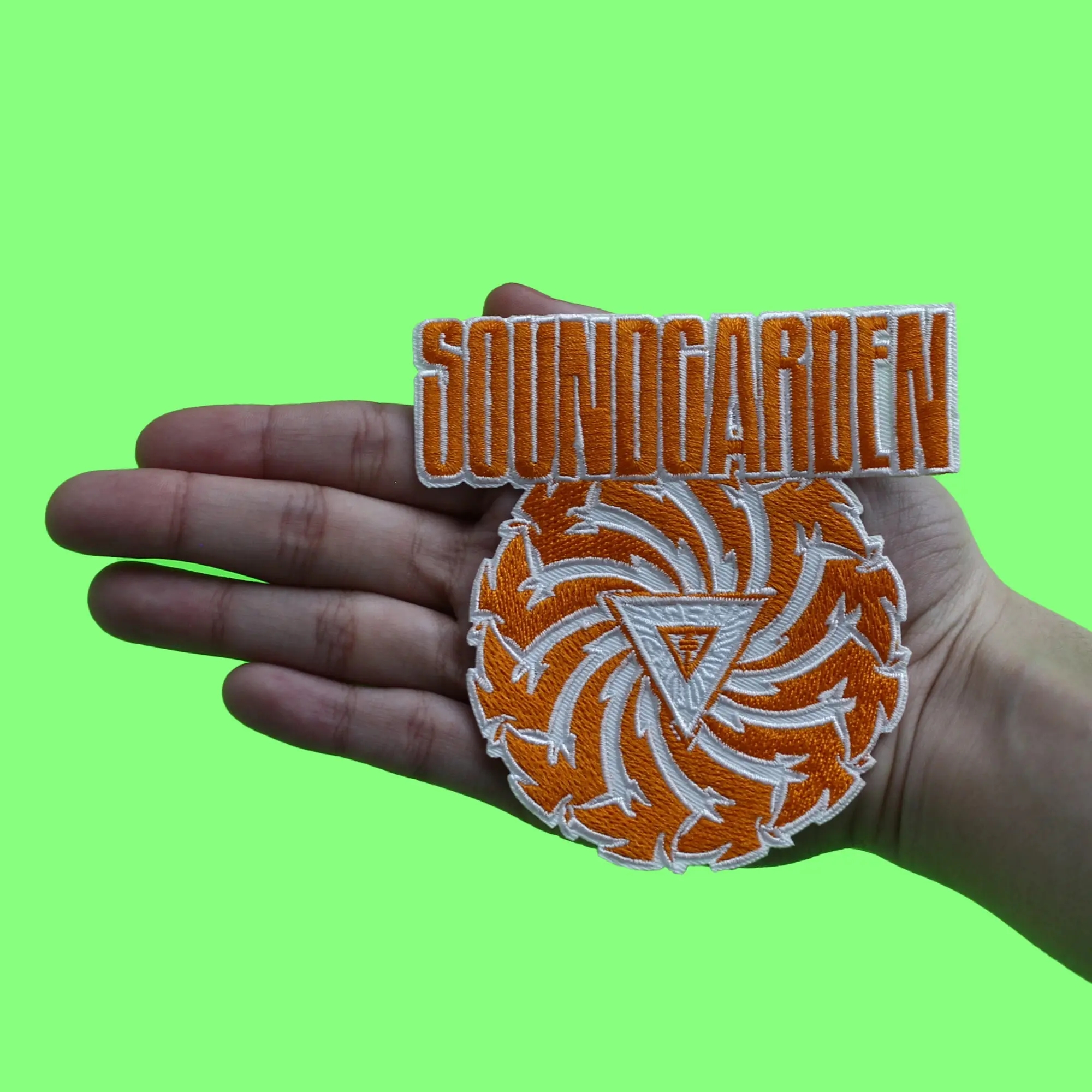 Soundgarden Bad Motor Finger Patch Album Cover Orange White Embroidered Iron On - Image 2