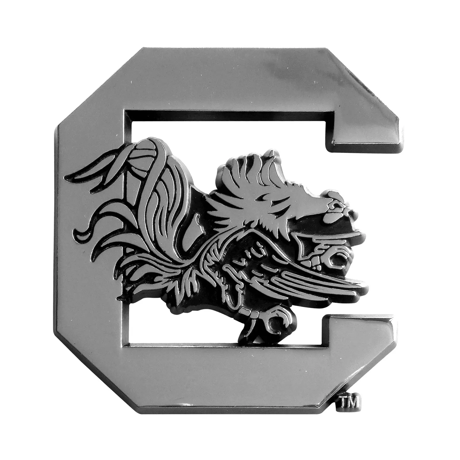 South Carolina Gamecocks Solid Metal Chrome Auto Emblem