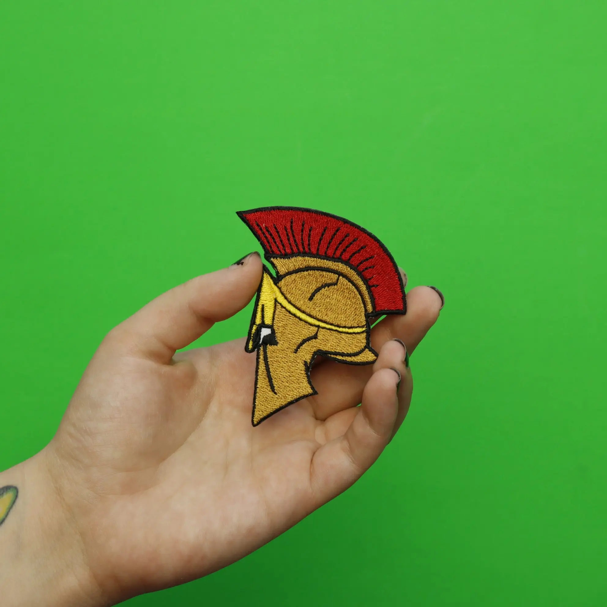 Spartan Helmet Embroidered Iron On Patch - Image 2
