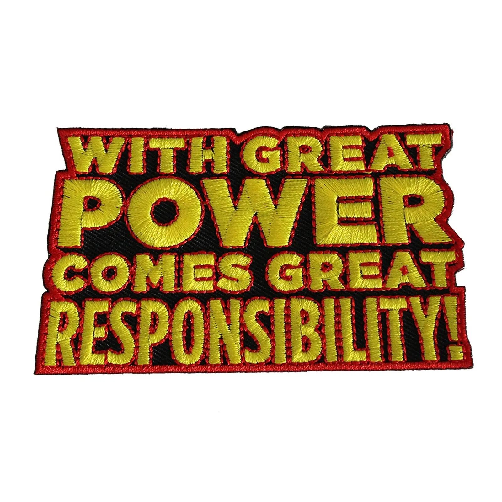 Spiderman "With Great Power Comes Great Responsibility" Iron on Embroidered Patch