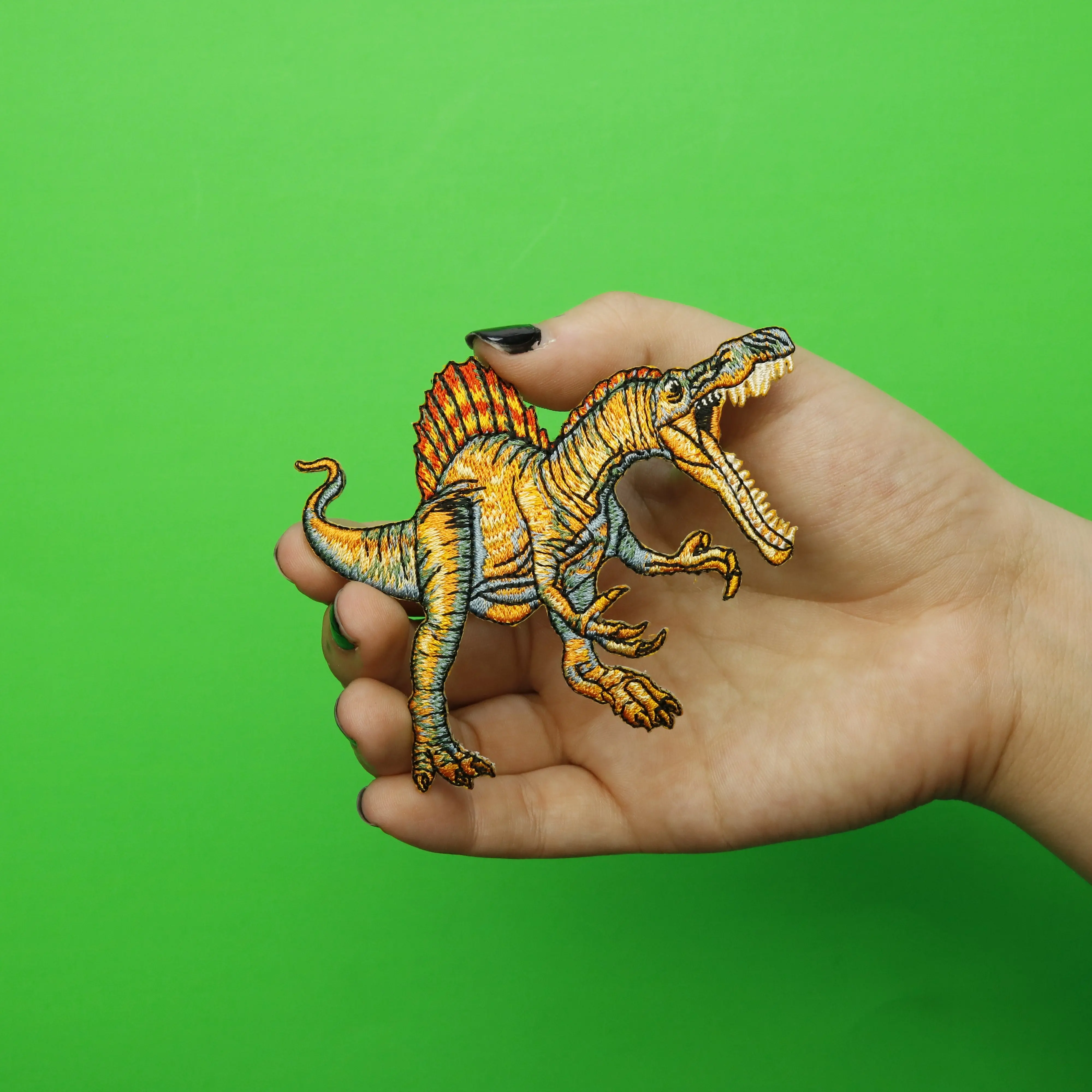 Spinosaurus Orange Dinosaur Embroidered Iron on Patch - Image 2