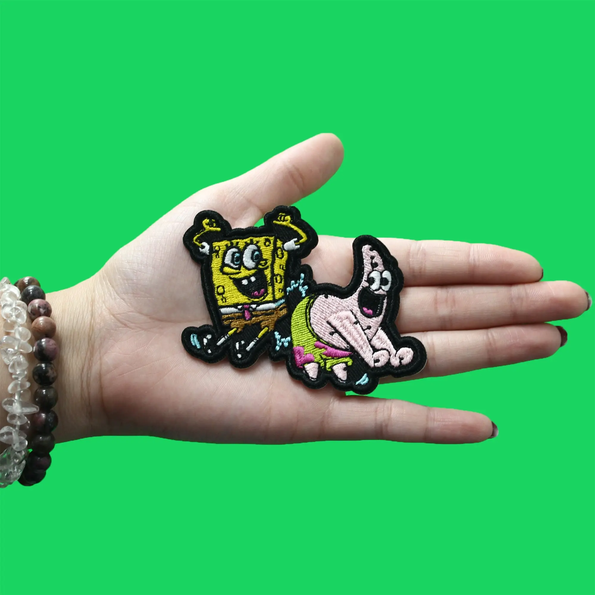 Spongebob Squarepants & Patrick Leapfrog Patch Funny Kids Television Embroidered Iron On - Image 3