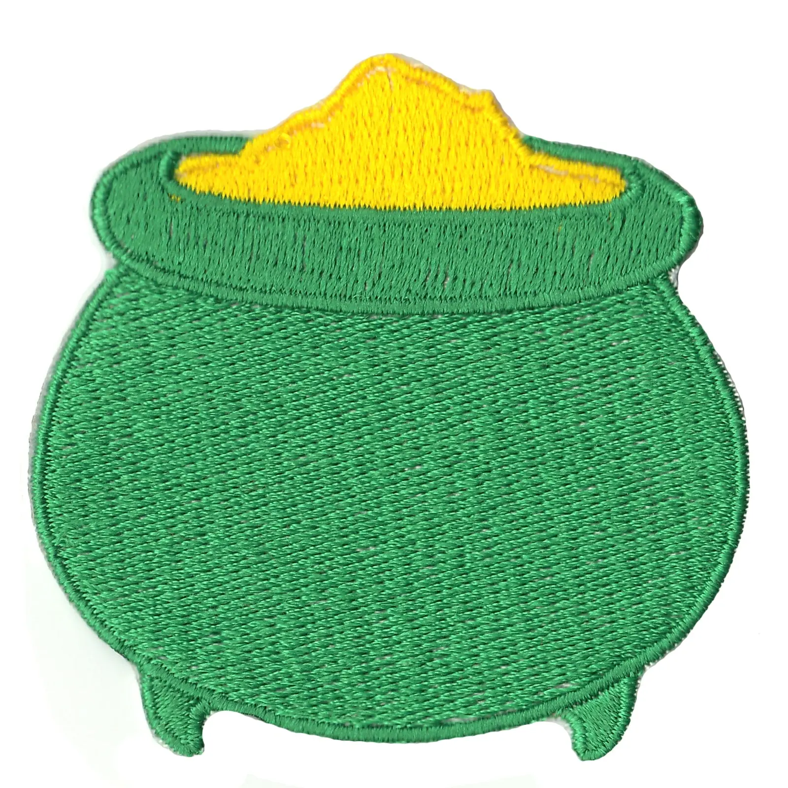 St Patricks Day Green Pot Of Gold Embroidered Iron On Patch
