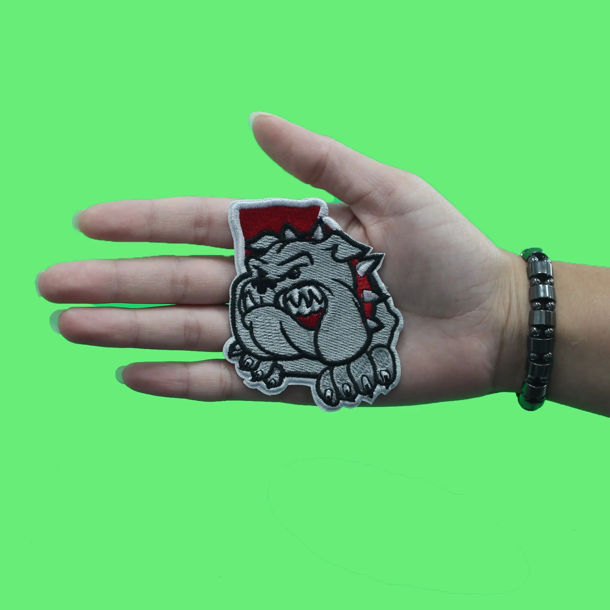State of Georgia Patch Spiked Collar Bulldog Embroidered Iron On - Image 2