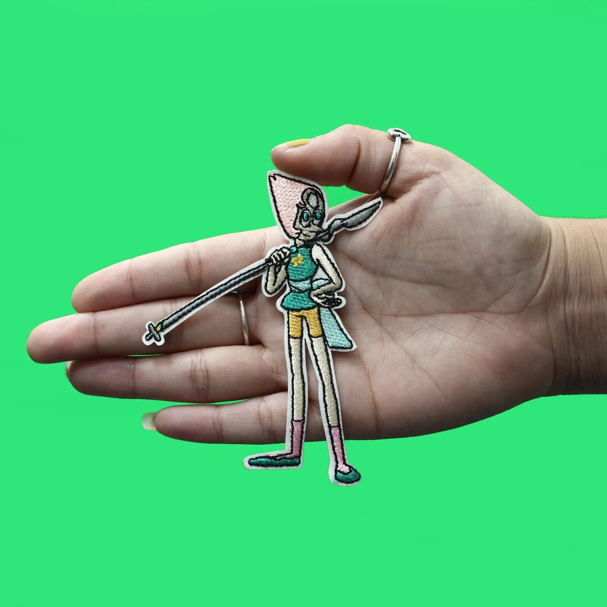 Steven Universe Pearl With Spear Patch Cartoon Network Animation Embroidered Iron On - Image 2
