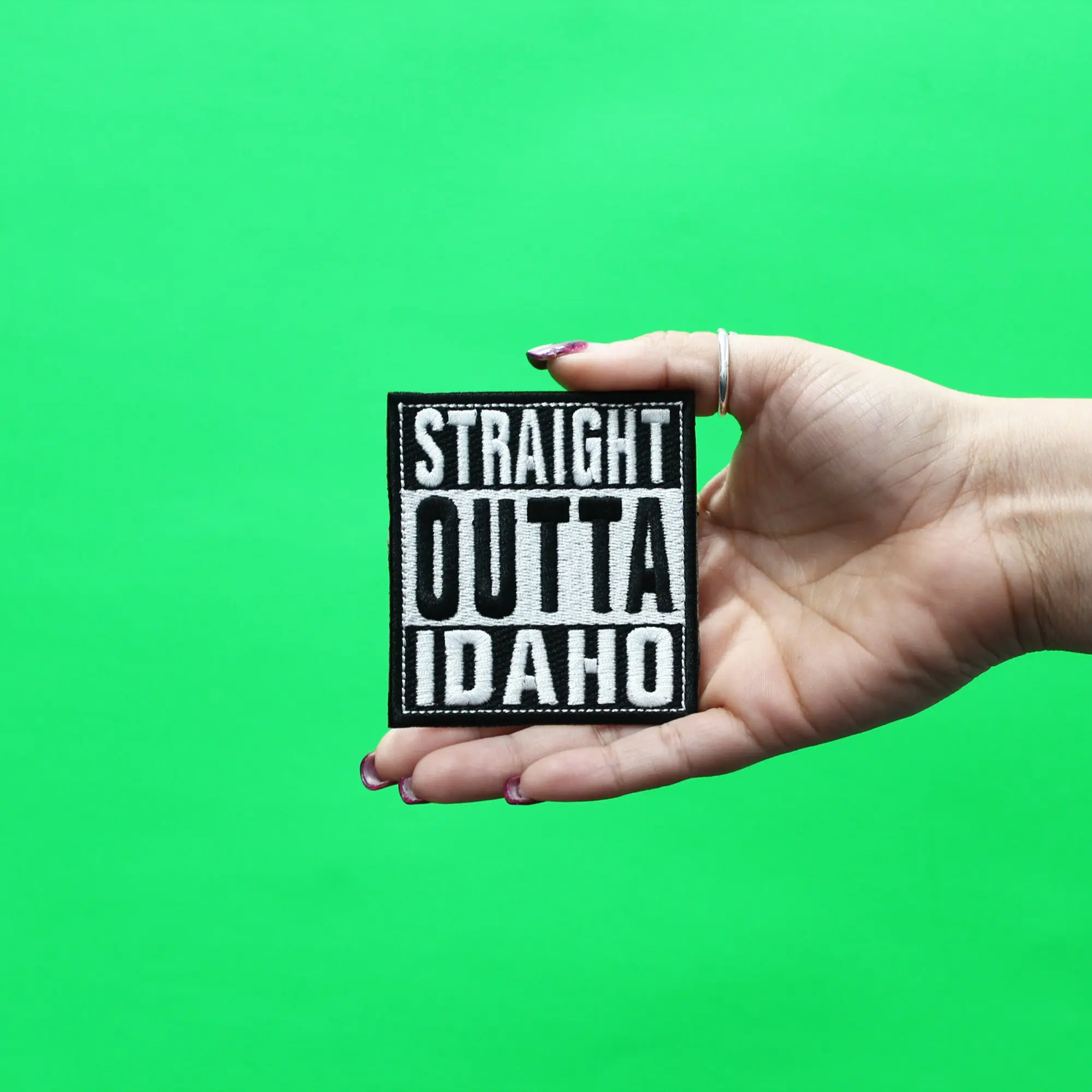 Straight Outta Idaho Patch Embroidered Iron On - Image 2