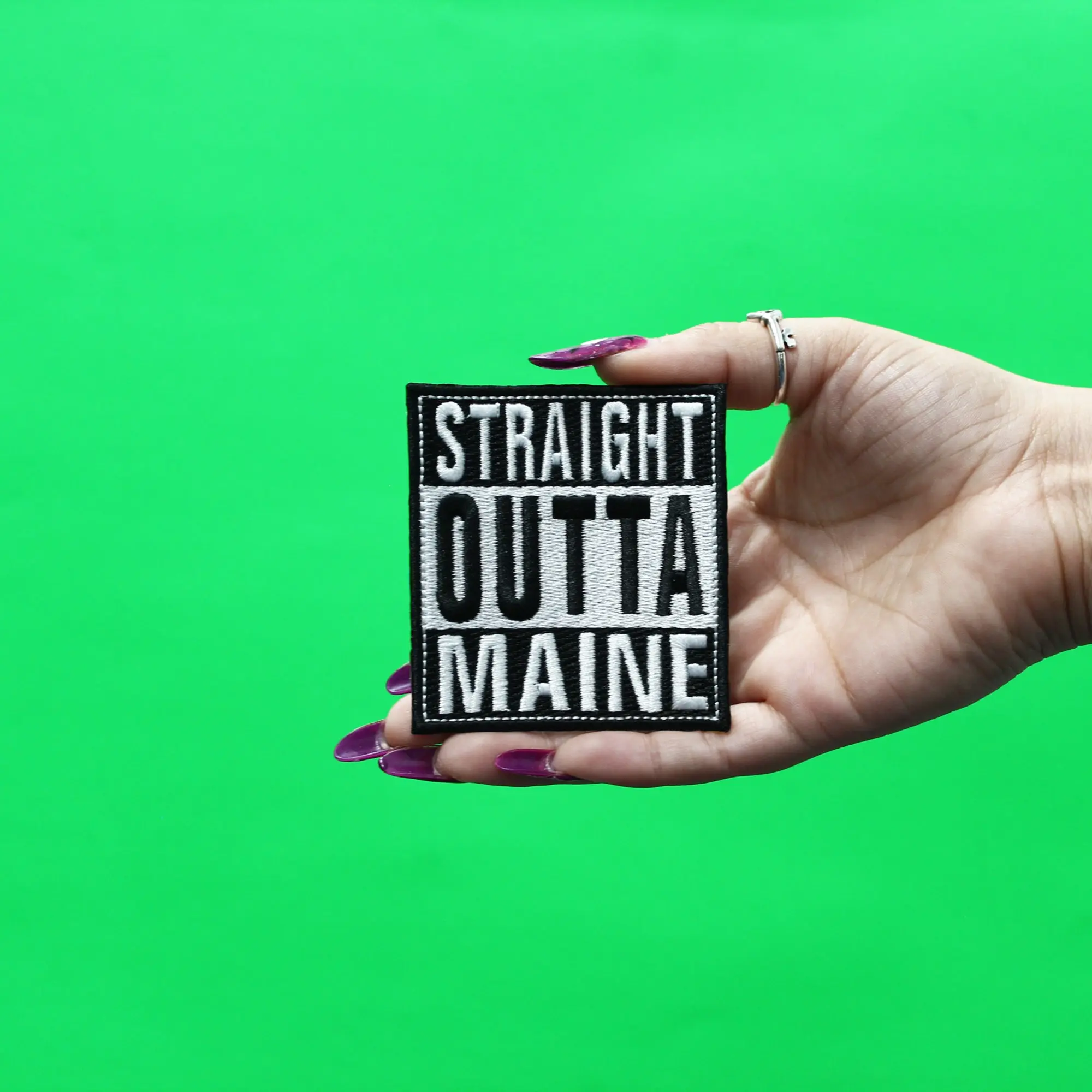 Straight Outta Maine Patch Embroidered Iron On - Image 2