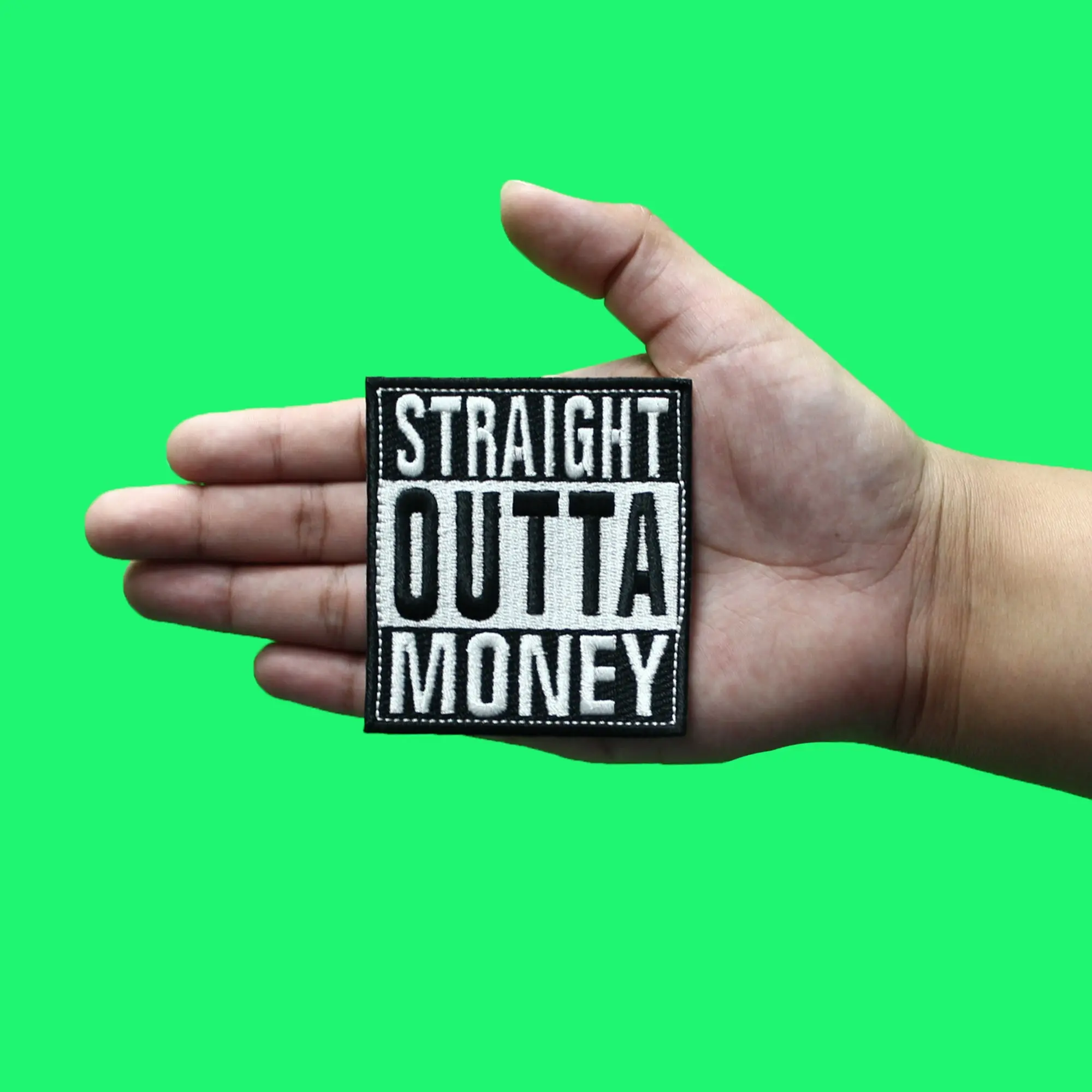 Straight Outta Money Patch Pop Culture Parody Embroidered Iron-On - Image 2