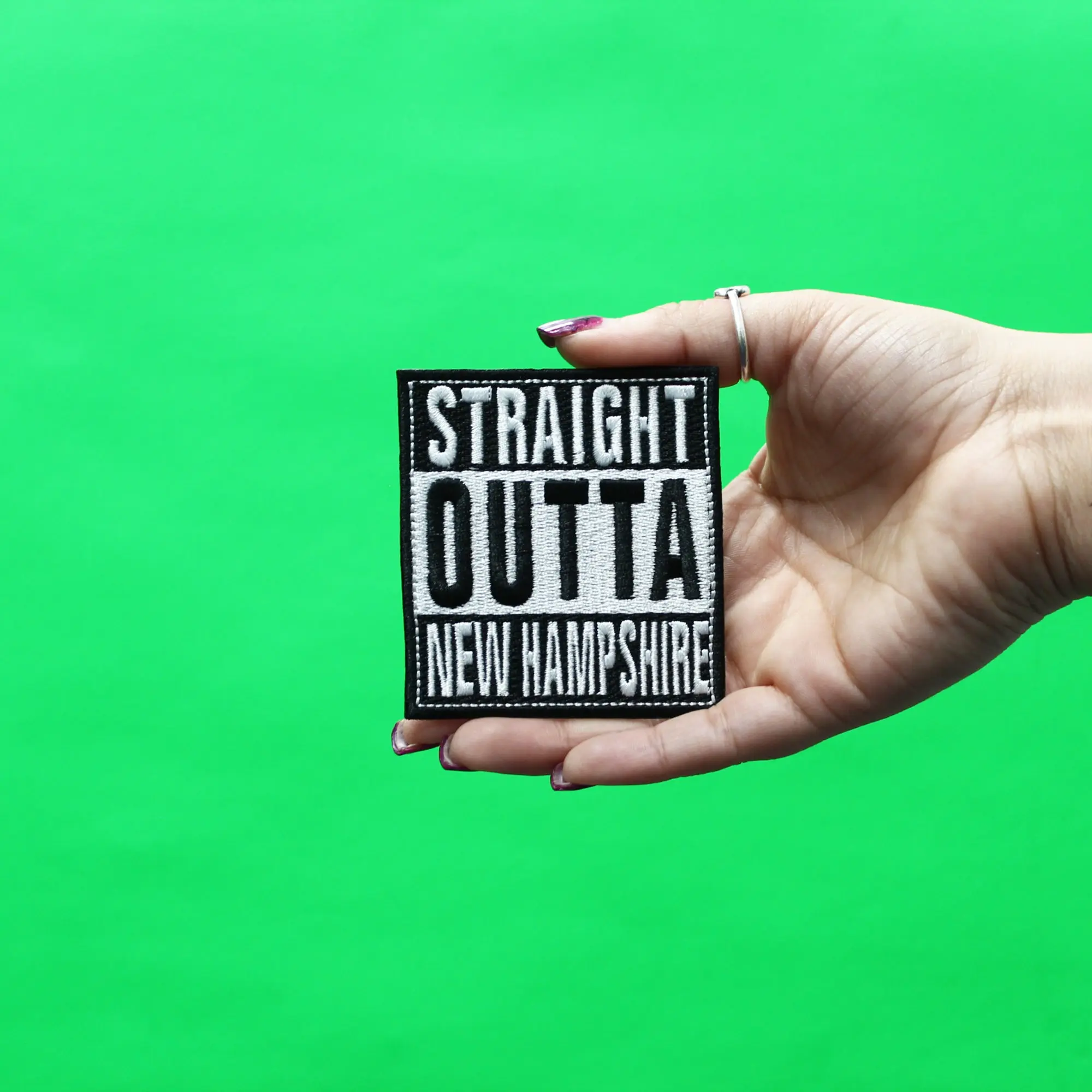 Straight Outta New Hampshire Patch Embroidered Iron On - Image 2