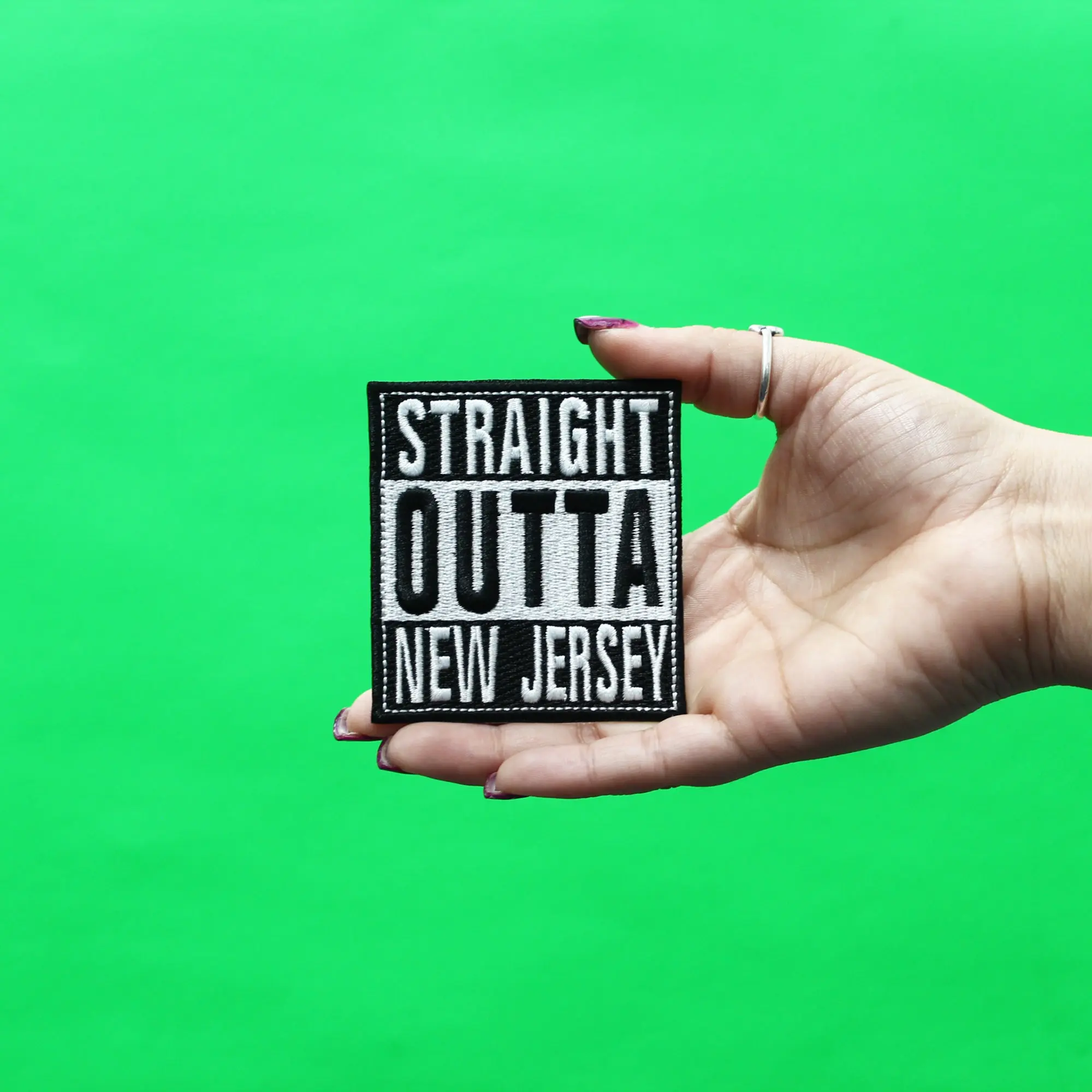 Straight Outta New Jersey Patch Embroidered Iron On - Image 2