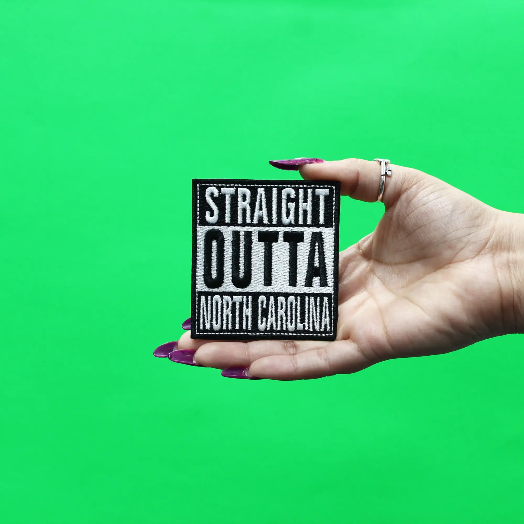 Straight Outta North Carolina Patch Embroidered Iron On - Image 2