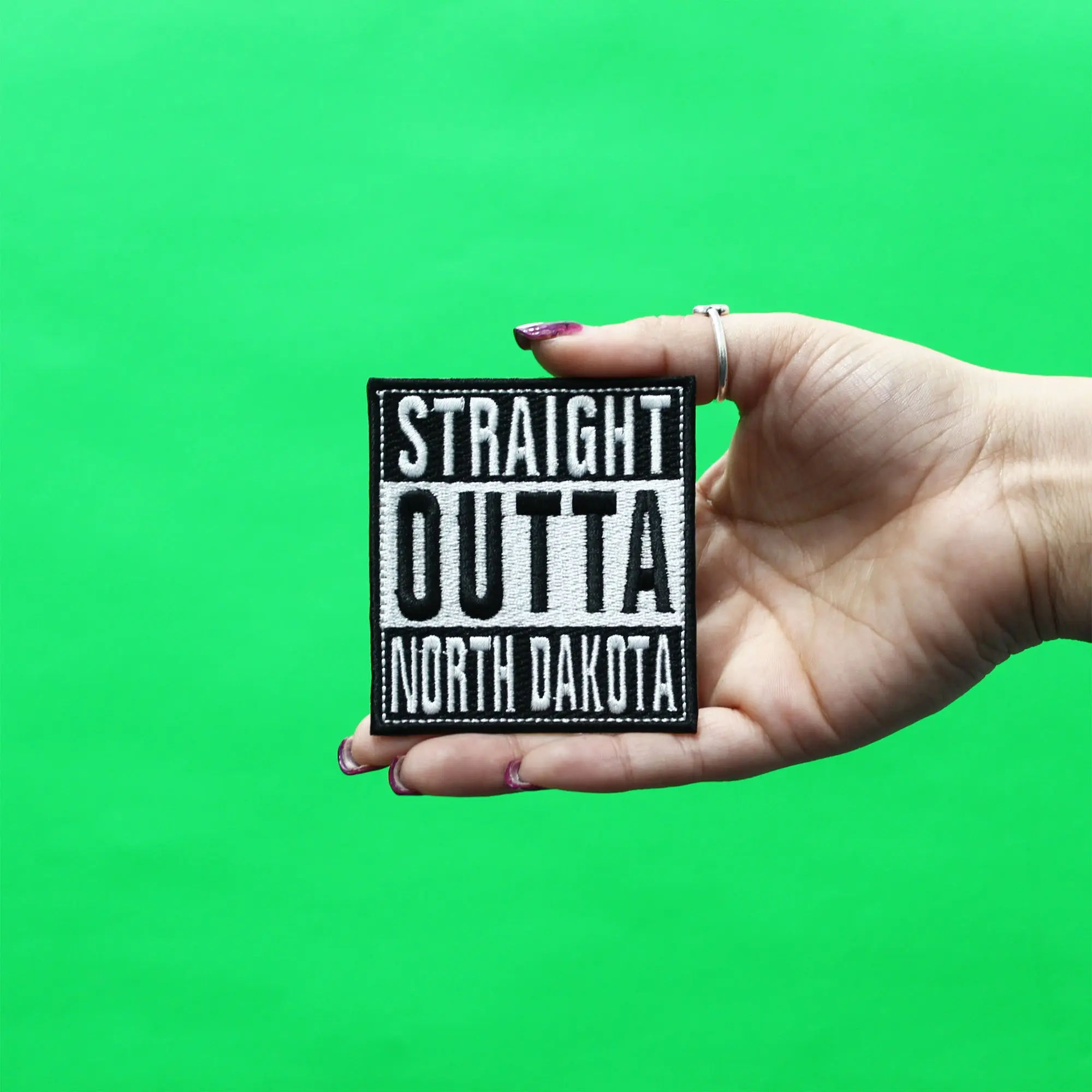 Straight Outta North Dakota Patch Embroidered Iron On - Image 2