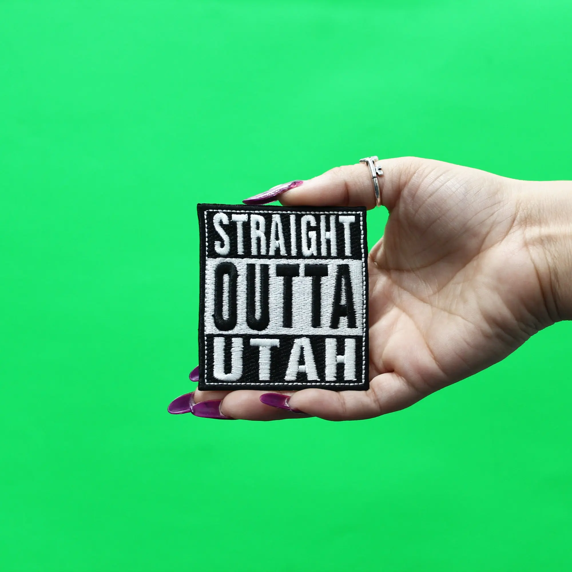 Straight Outta Utah Patch Embroidered Iron On - Image 2
