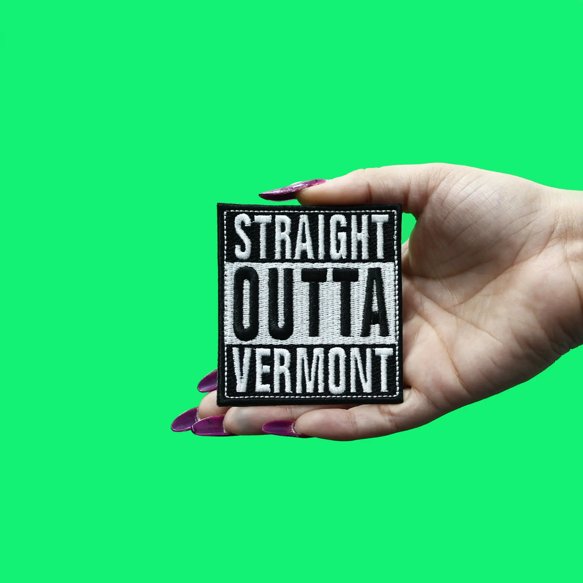Straight Outta Vermont Patch Embroidered Iron On - Image 2