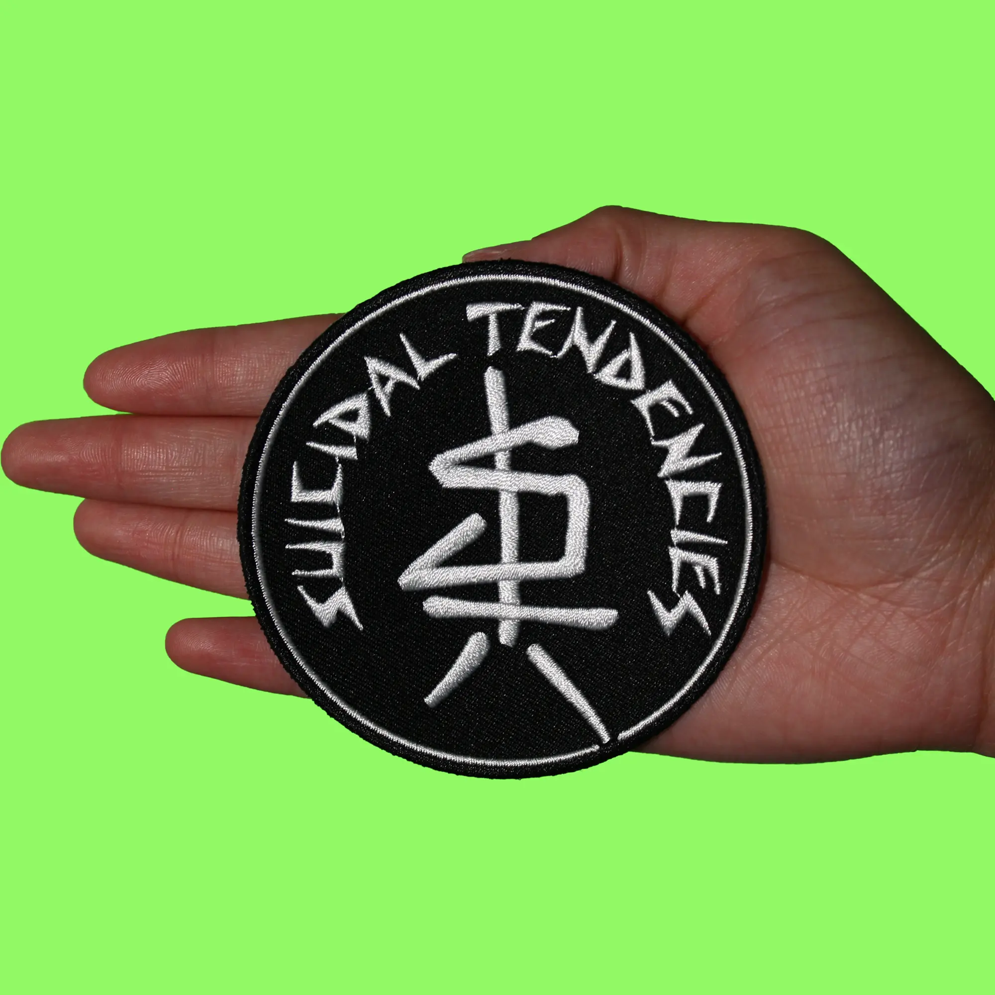 Suicidal Tendencies Round Patch One Finger Punk Embroidered Iron On - Image 2