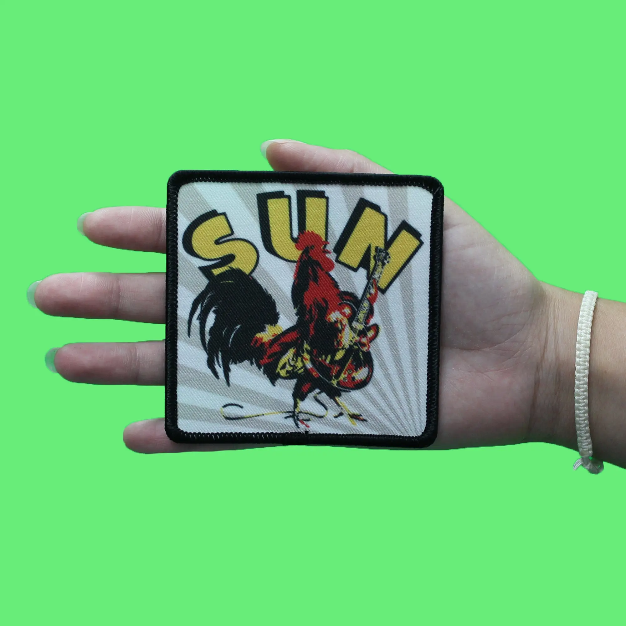 Sun Records Rooster Patch Guitar Rock Blues Sublimated Embroidered Iron on - Image 2