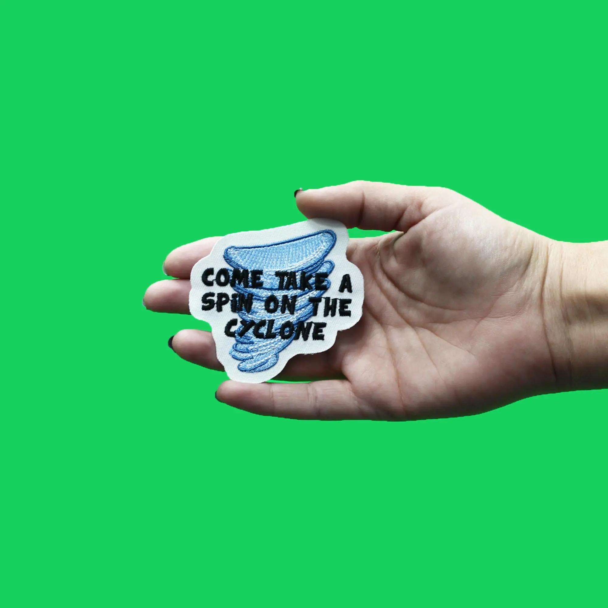 Come Take a Spin on the Cyclone Patch Funny Viral Meme Embroidered Iron On - Image 2