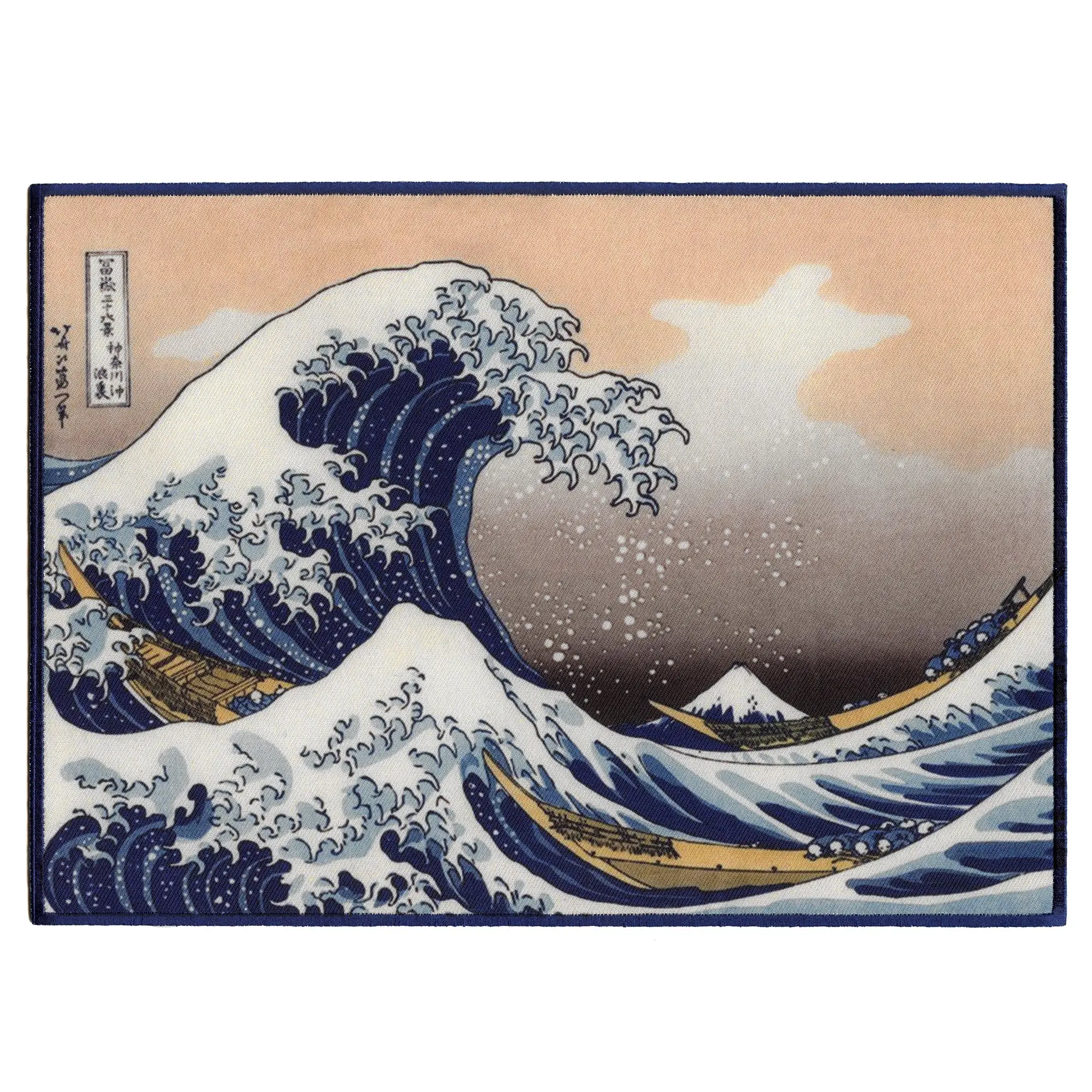 The Great Wave Back Patch FotoPatch (Blue Border) XL Embroidered Iron On