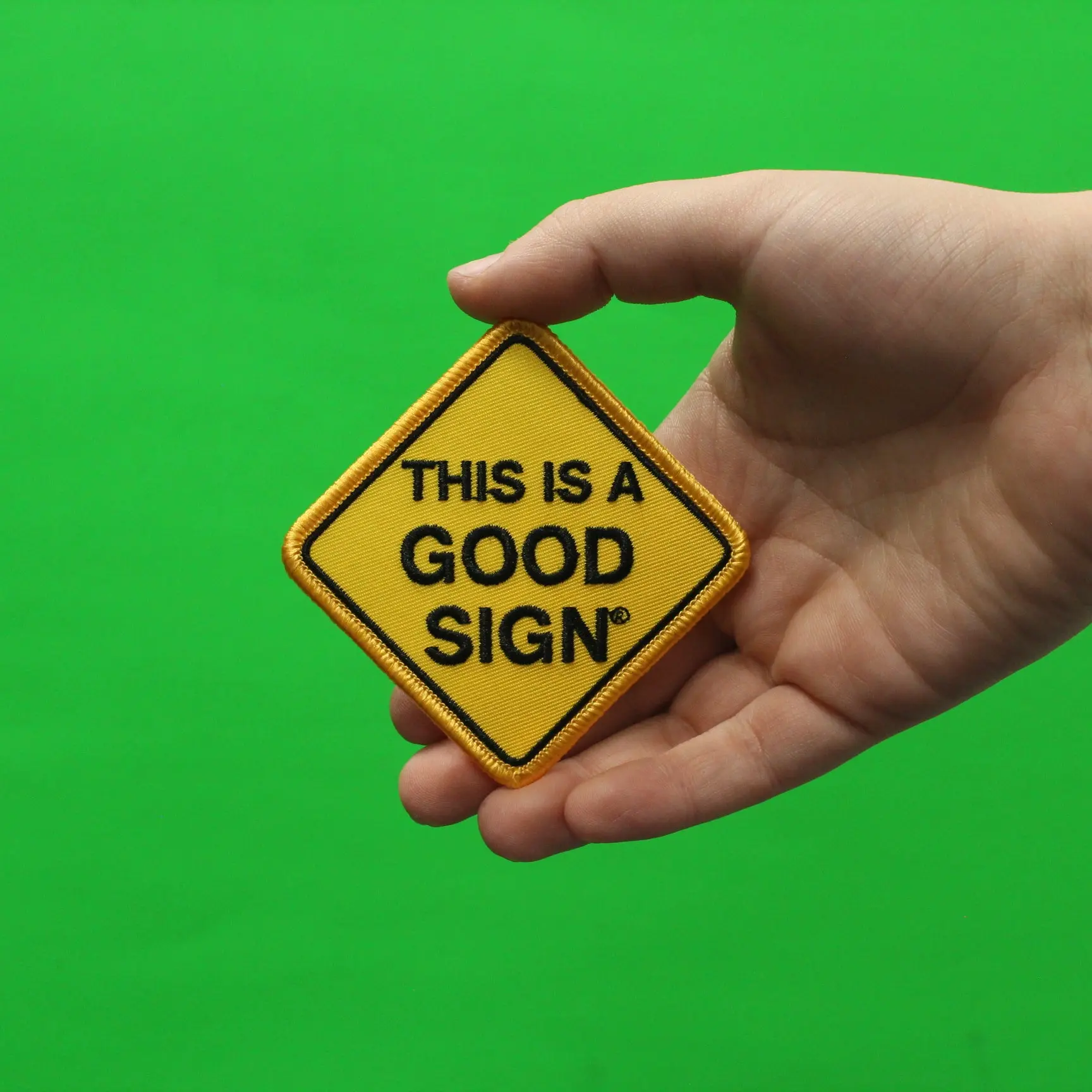 This Is A Good Sign Embroidered Iron On Patch (Yellow) - Image 3
