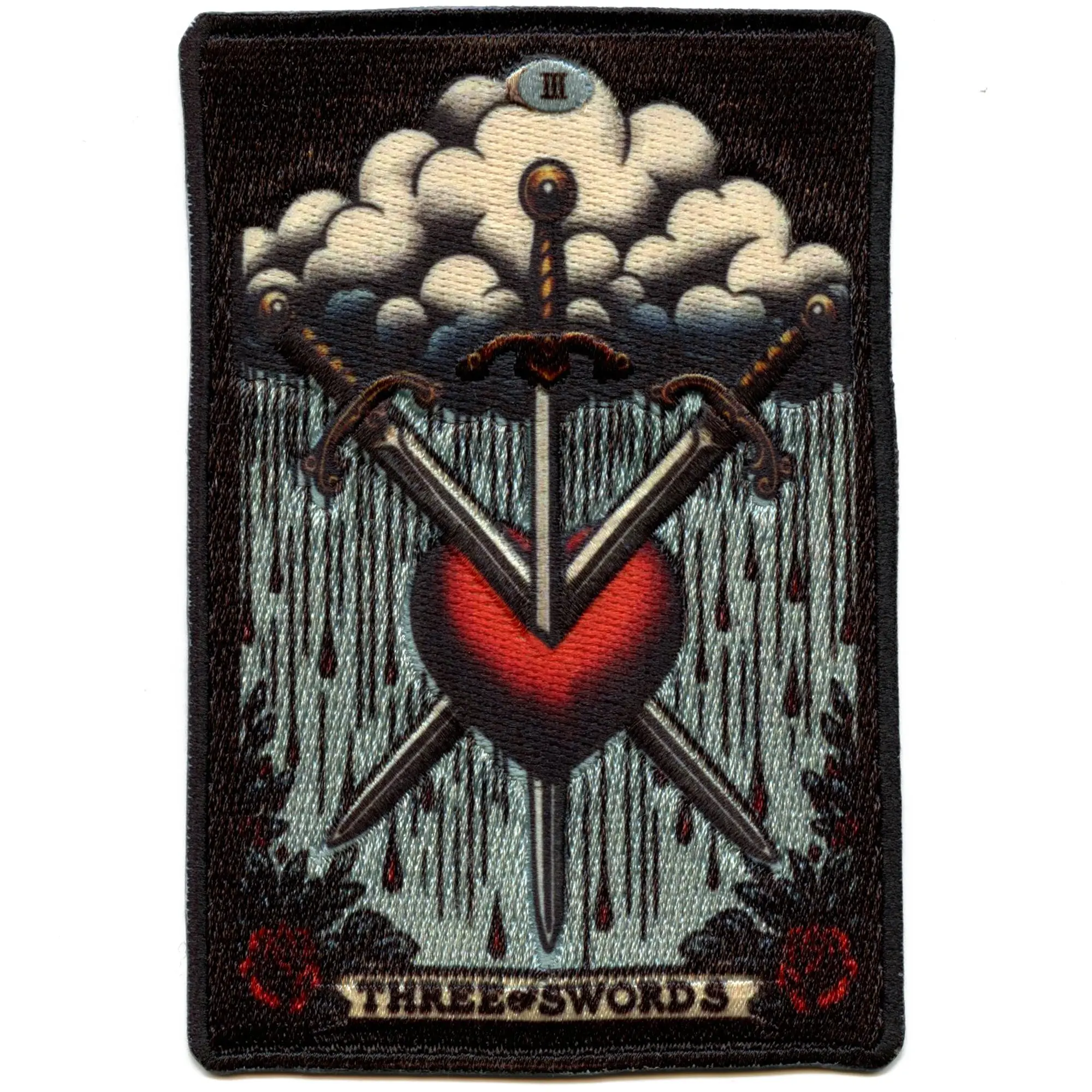Three Of Swords Patch Third Tarot Card Sublimated Embroidered Iron On