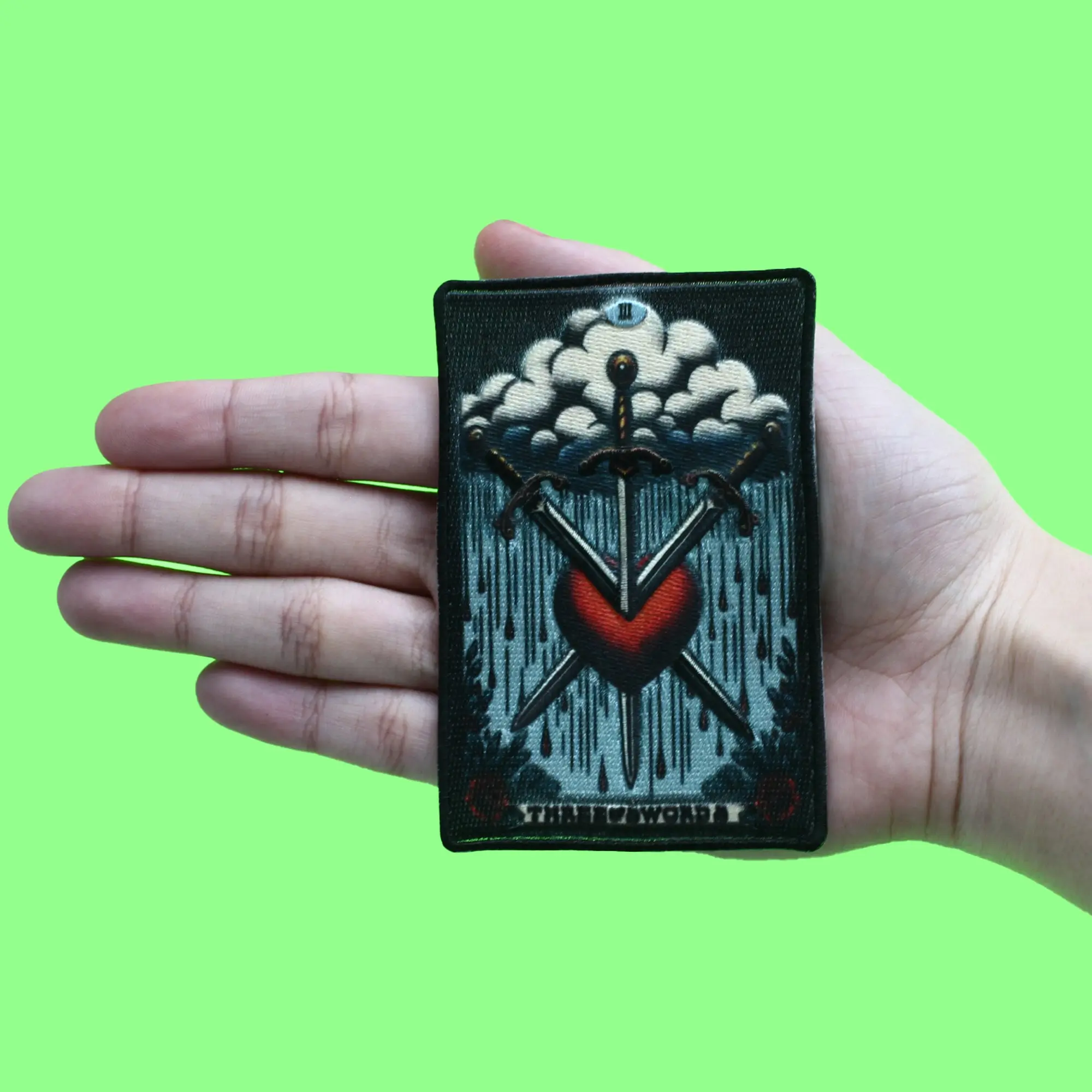 Three Of Swords Patch Third Tarot Card Sublimated Embroidered Iron On - Image 2