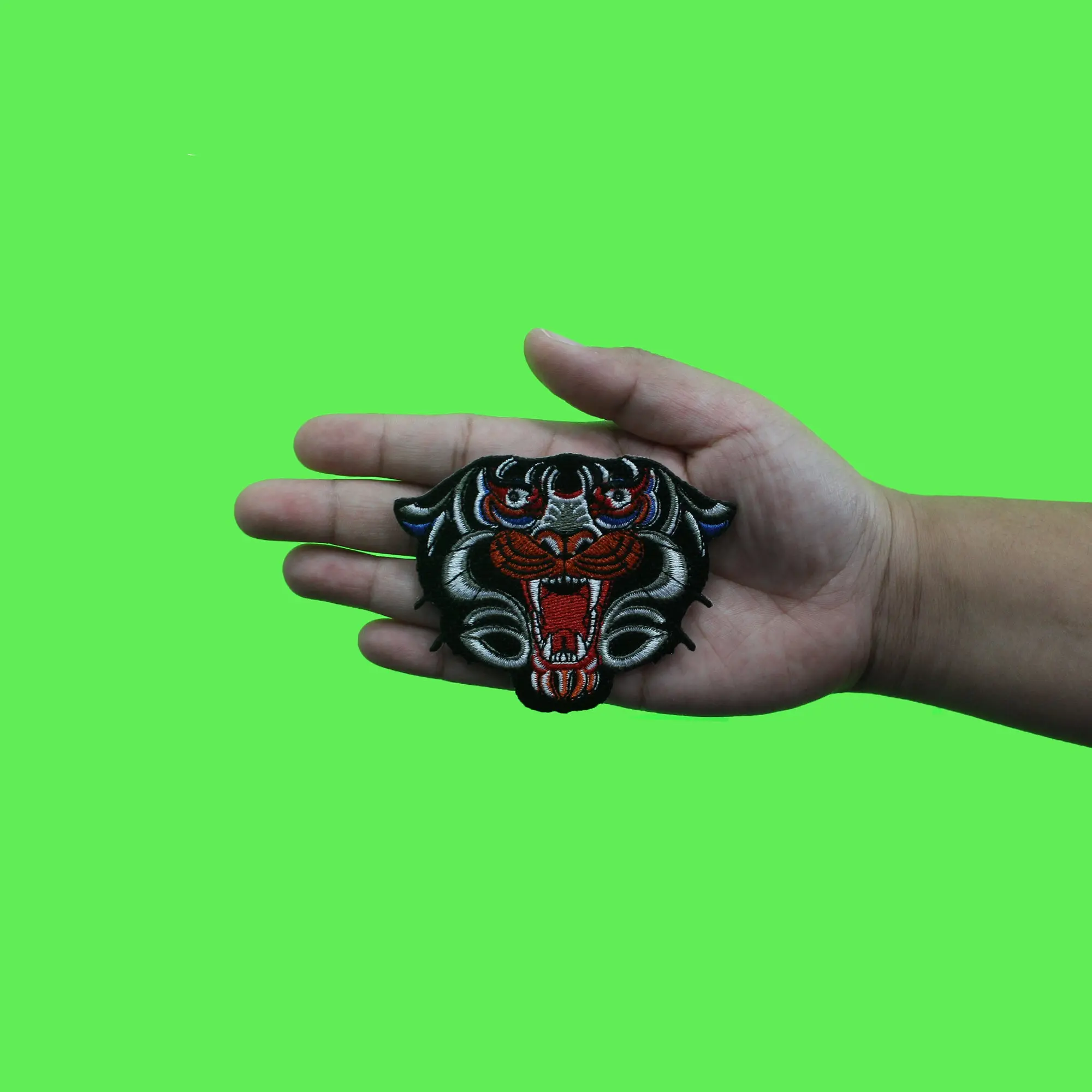 Panther Face Art Tattoo Patch Cool Traditional Animal Embroidered Iron On - Image 2