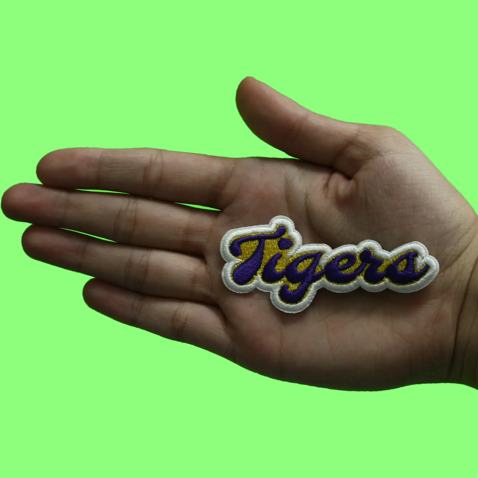 Tigers Cursive Script Patch Sports Football Fan Embroidered Iron On - Image 2