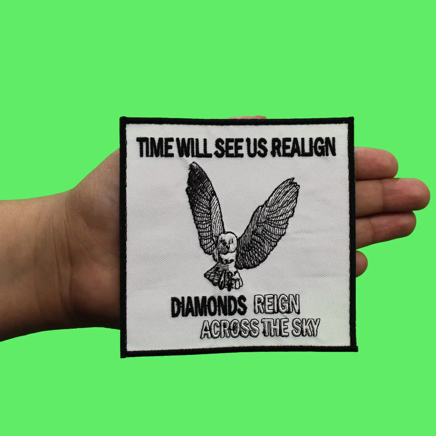 Time Will See Us Realign Patch NuMetal Owl Rock Embroidered Iron On - Image 2