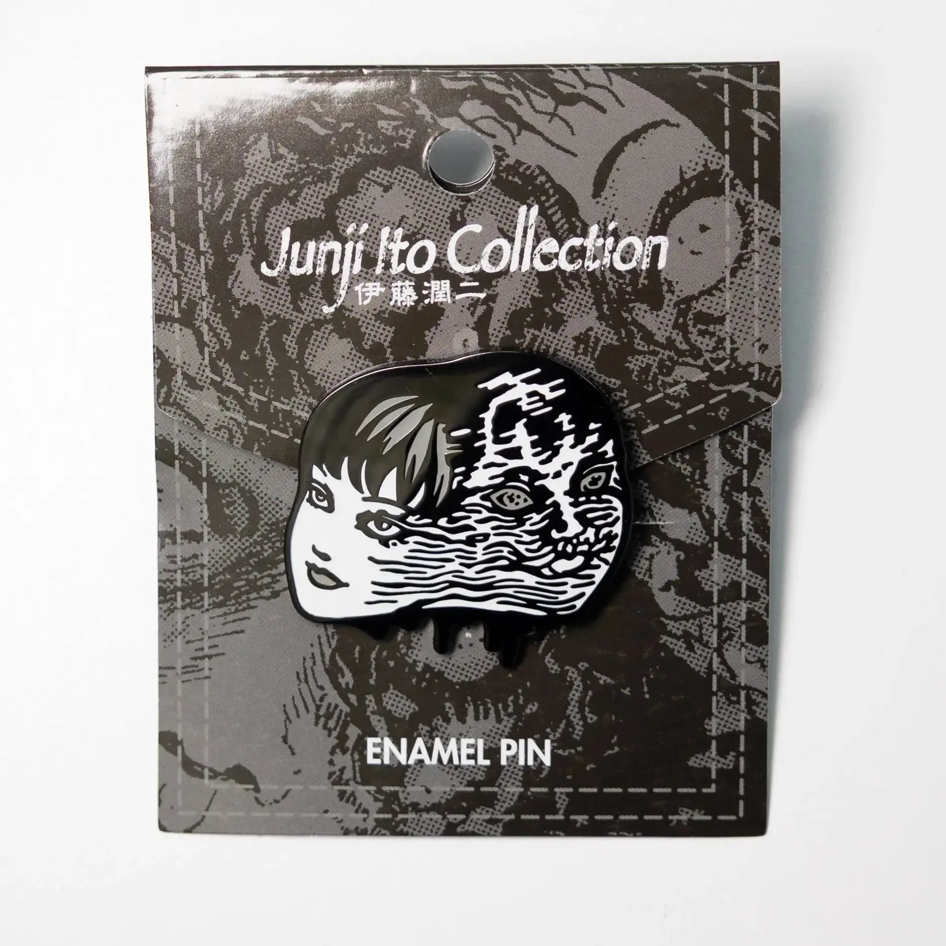 Tomie Junji Ito Split Face Gothic Horror Enamel Lapel Hat Pin - Image 3