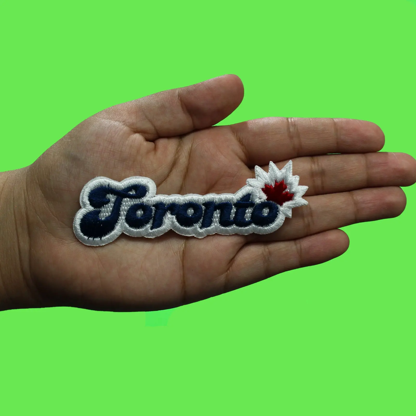 Toronto Canada Travel Patch Maple Leaf Script Souvenir Leaf Embroidered Iron On - Image 2