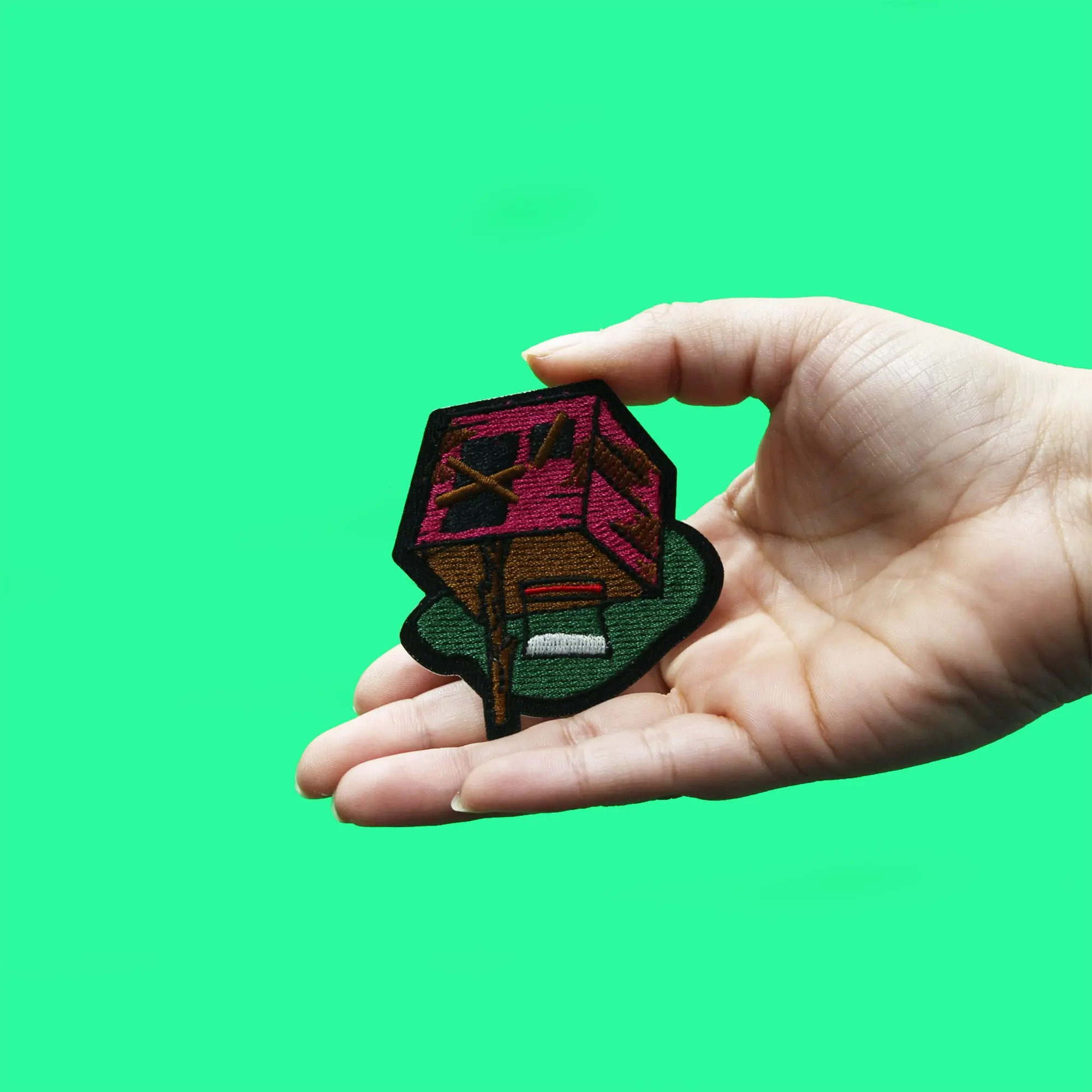 Dope Fiend Trap House Baggie Trick Patch Pink Funny Embroidered Iron On - Image 2