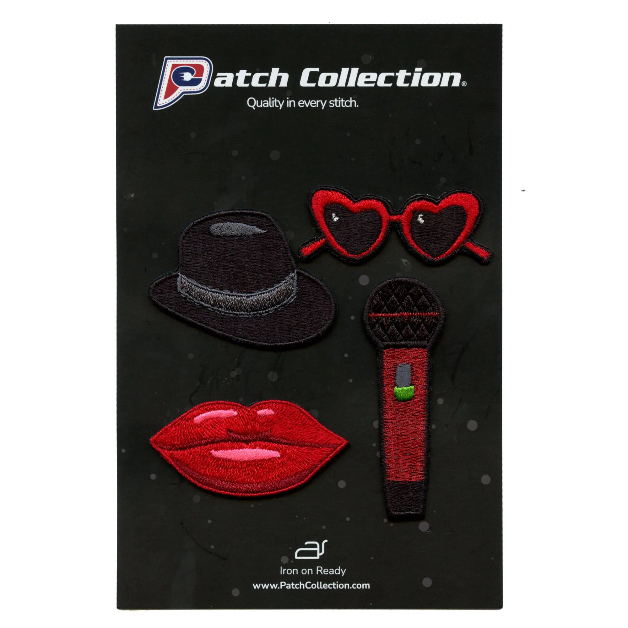 Red Pop Star Mini Set Patch Music Artist Lover Embroidered Iron On - Image 2