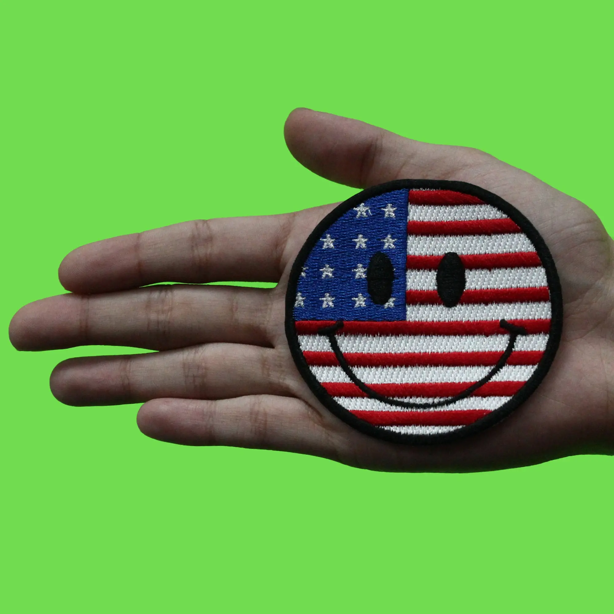 United States Smiley Patch Face Flag Embroidered Iron On - Image 2
