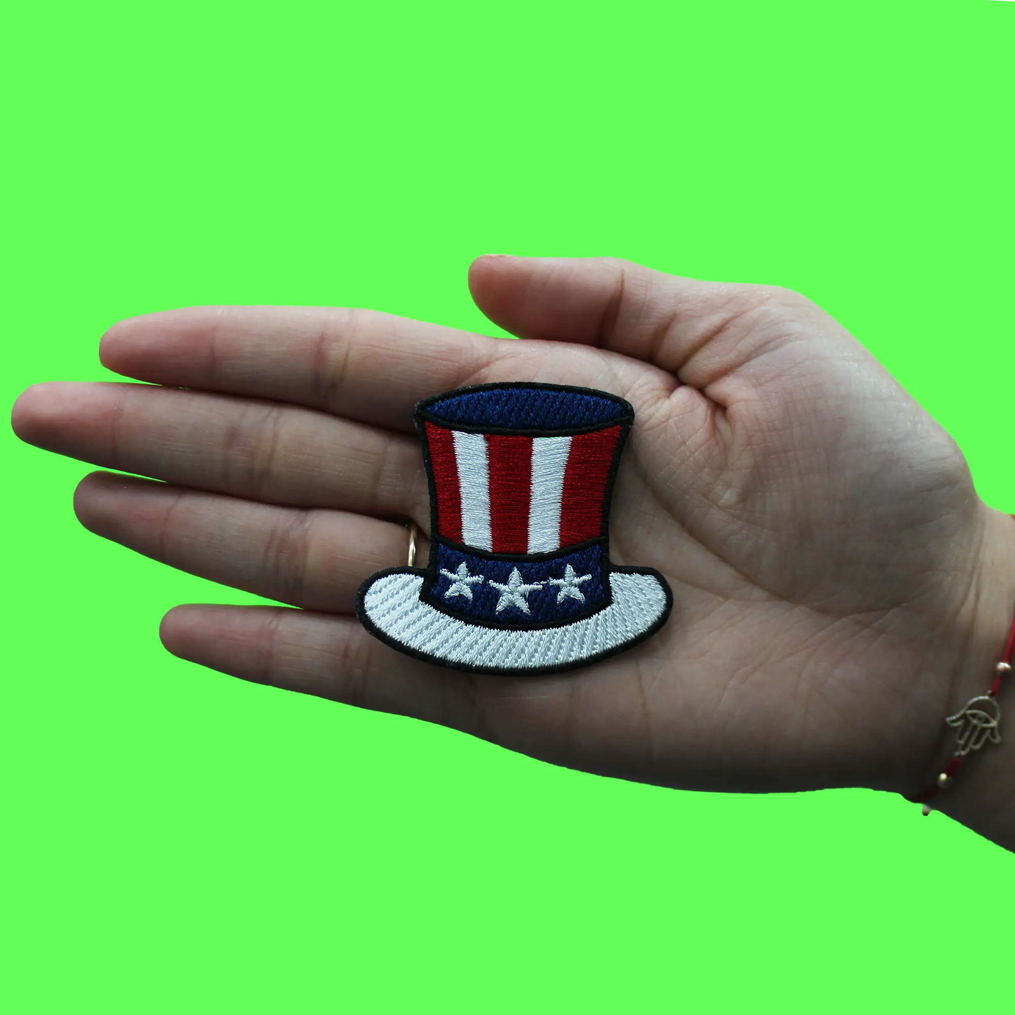 USA Top Hat Patch American National Flag Embroidered Iron On - Image 2