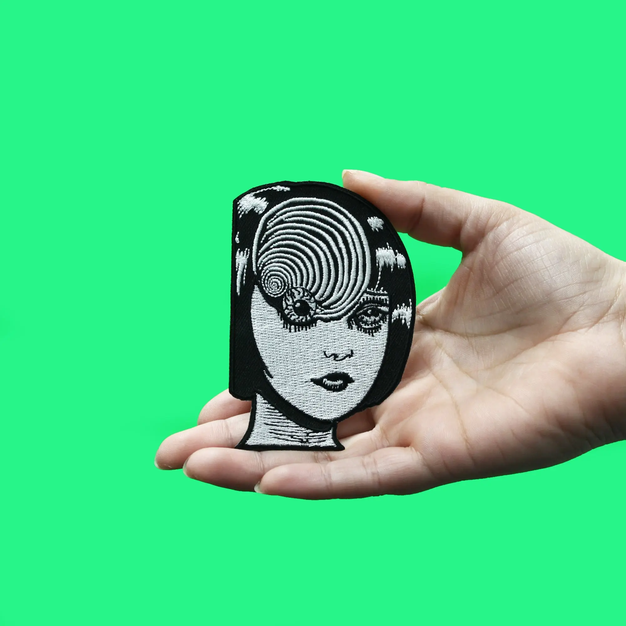 Junji Ito Uzumaki Azami Kurotani Patch Black Spiral Embroidered Iron On - Image 2