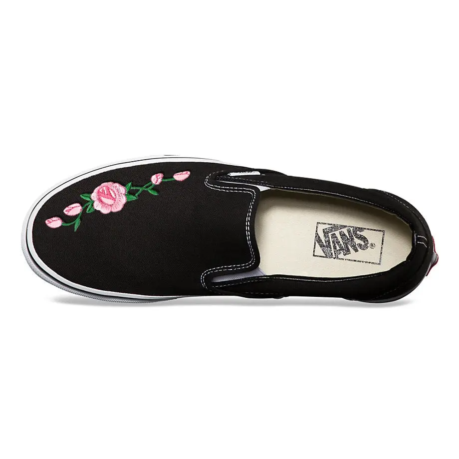 Vans Black Slip-On Pink Rose Custom Shoes - Image 4