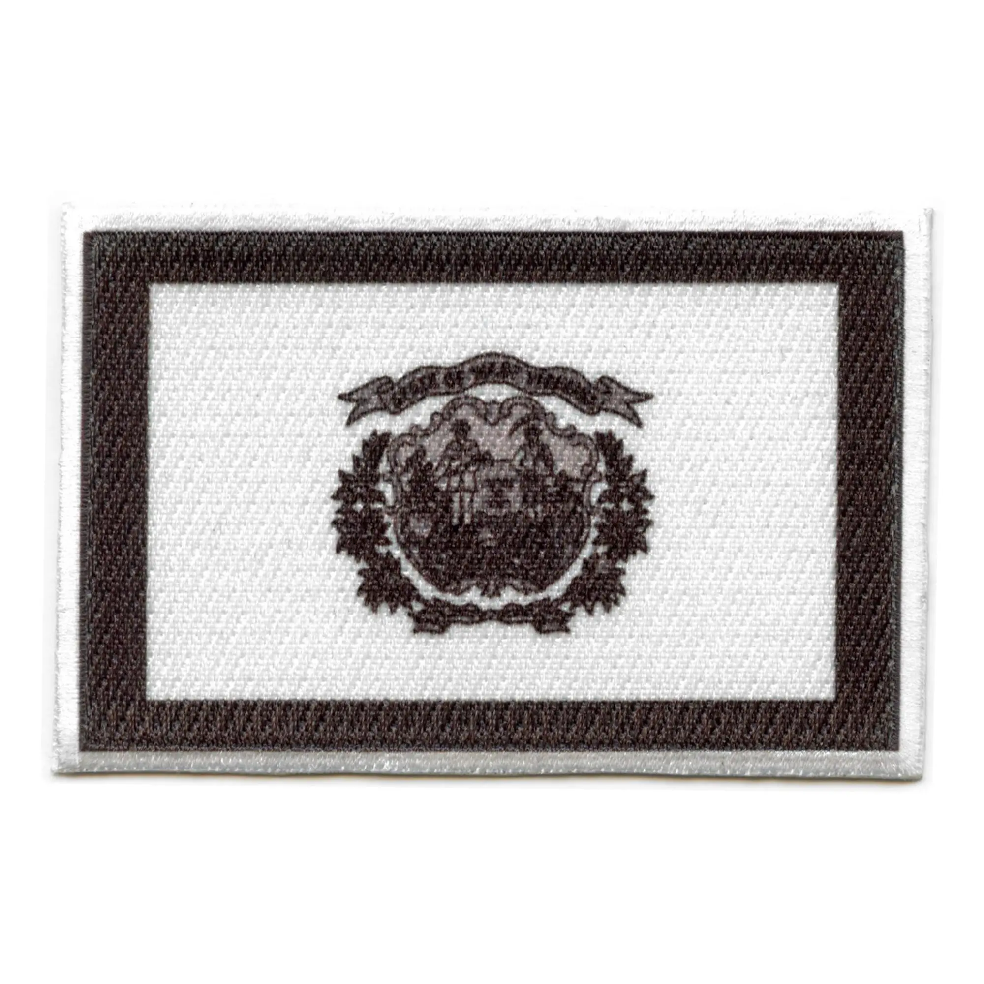 West Virginia Patch State Flag Grayscale Embroidered Iron On