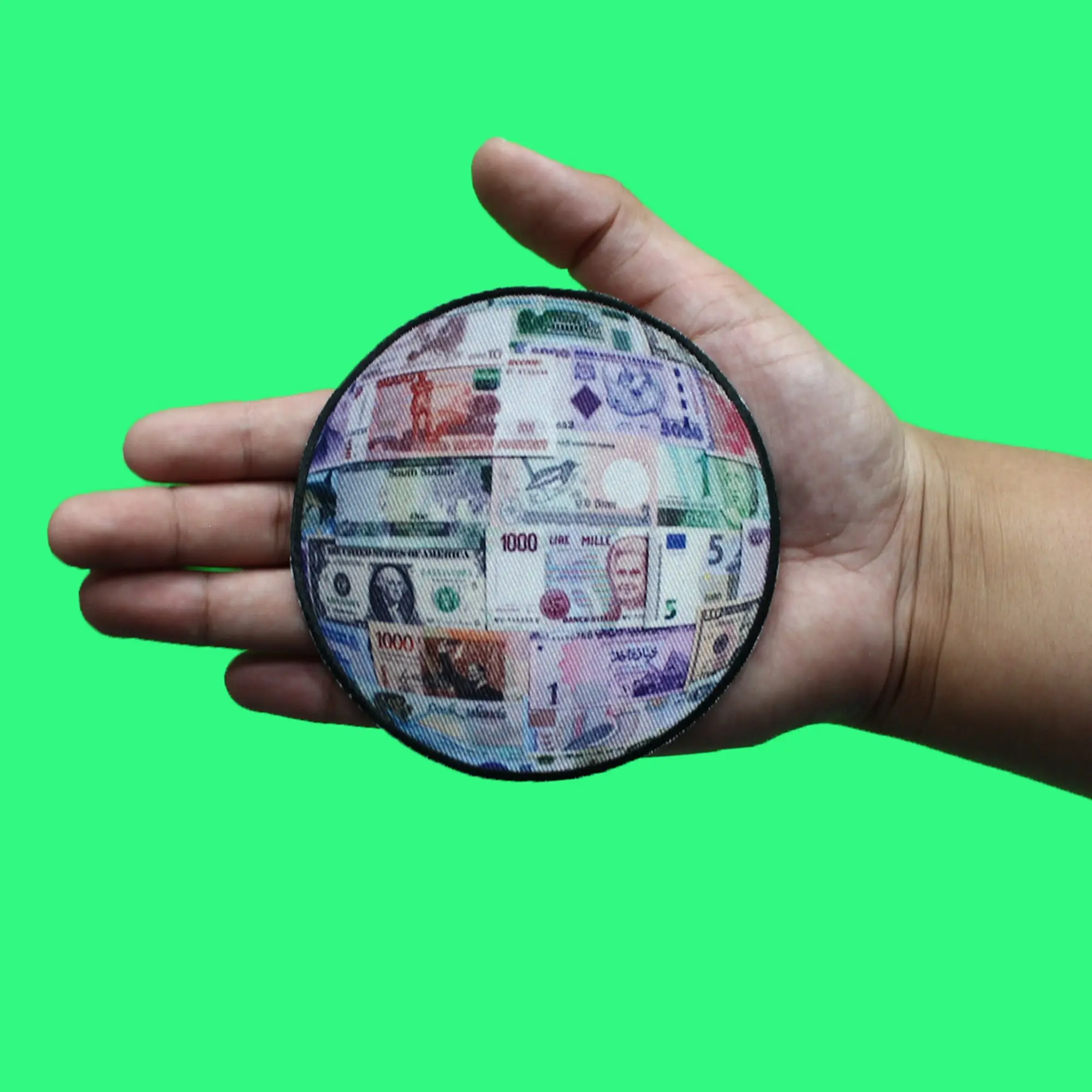 Globe Of Money Patch Baller World Travel Sublimated Embroidery Iron On - Image 2